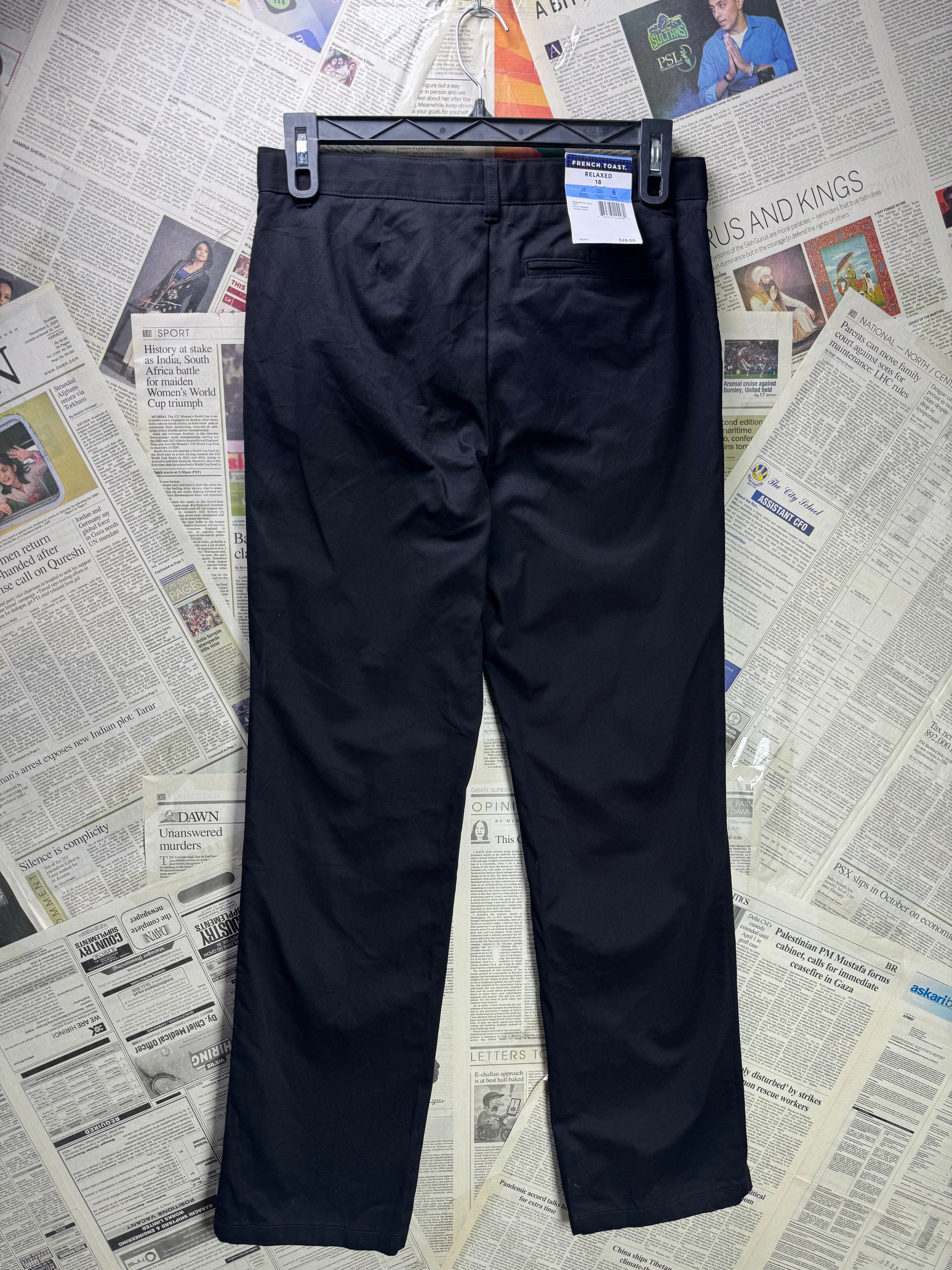 French Toast® Waist: 32" | Black | Relaxed Fit Chino Pants | Cotton - Poly | 1221 - Genuine Maal
