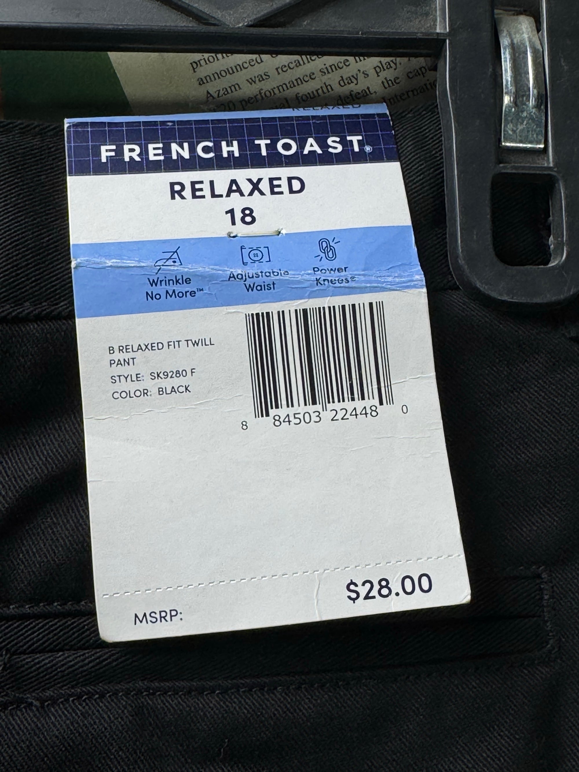 French Toast® Waist: 32" | Black | Relaxed Fit Chino Pants | Cotton - Poly | 1221 - Genuine Maal