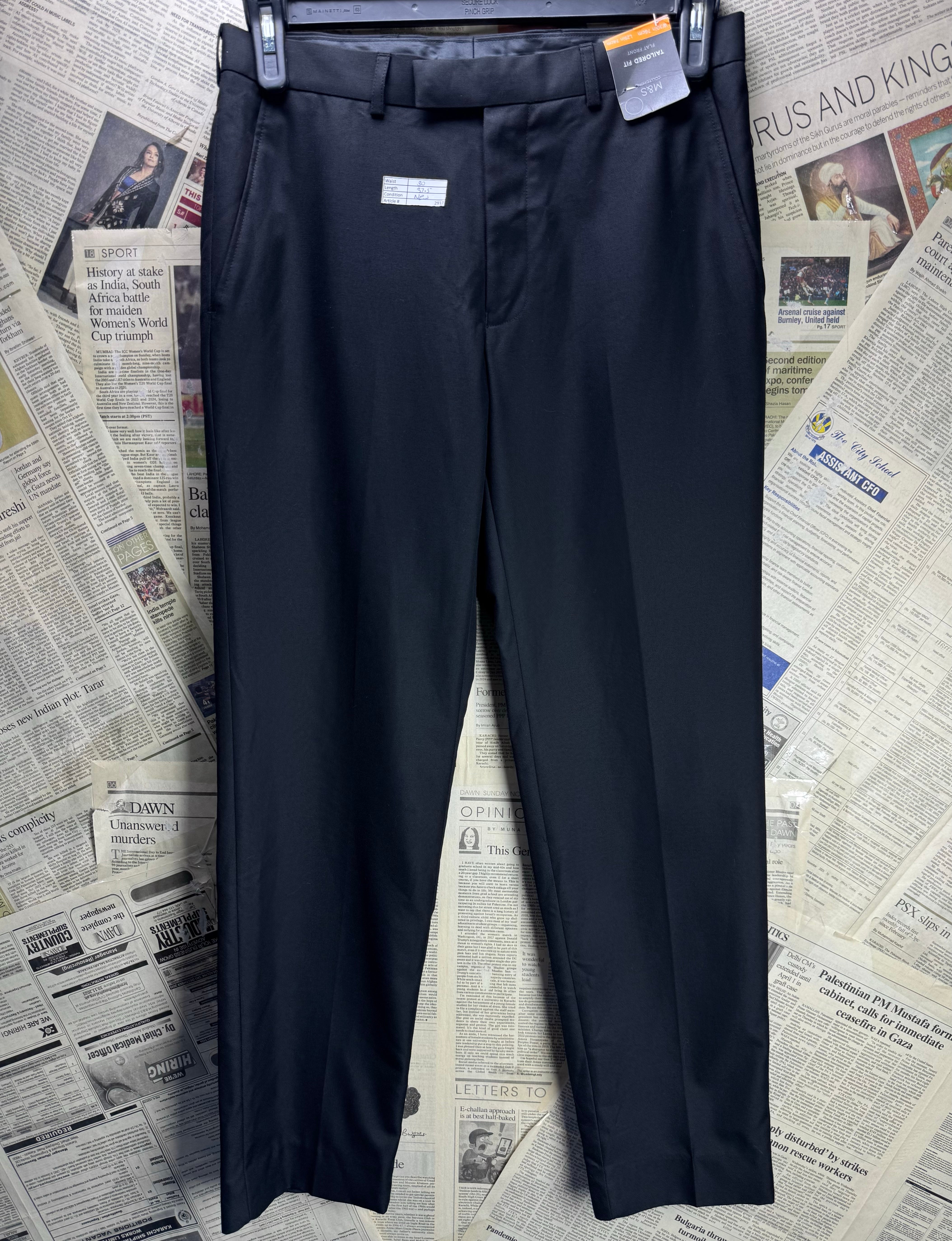 M&S® Waist: 30" | Black | Dress Pants | Poly - Viscose | 2937 - Genuine Maal
