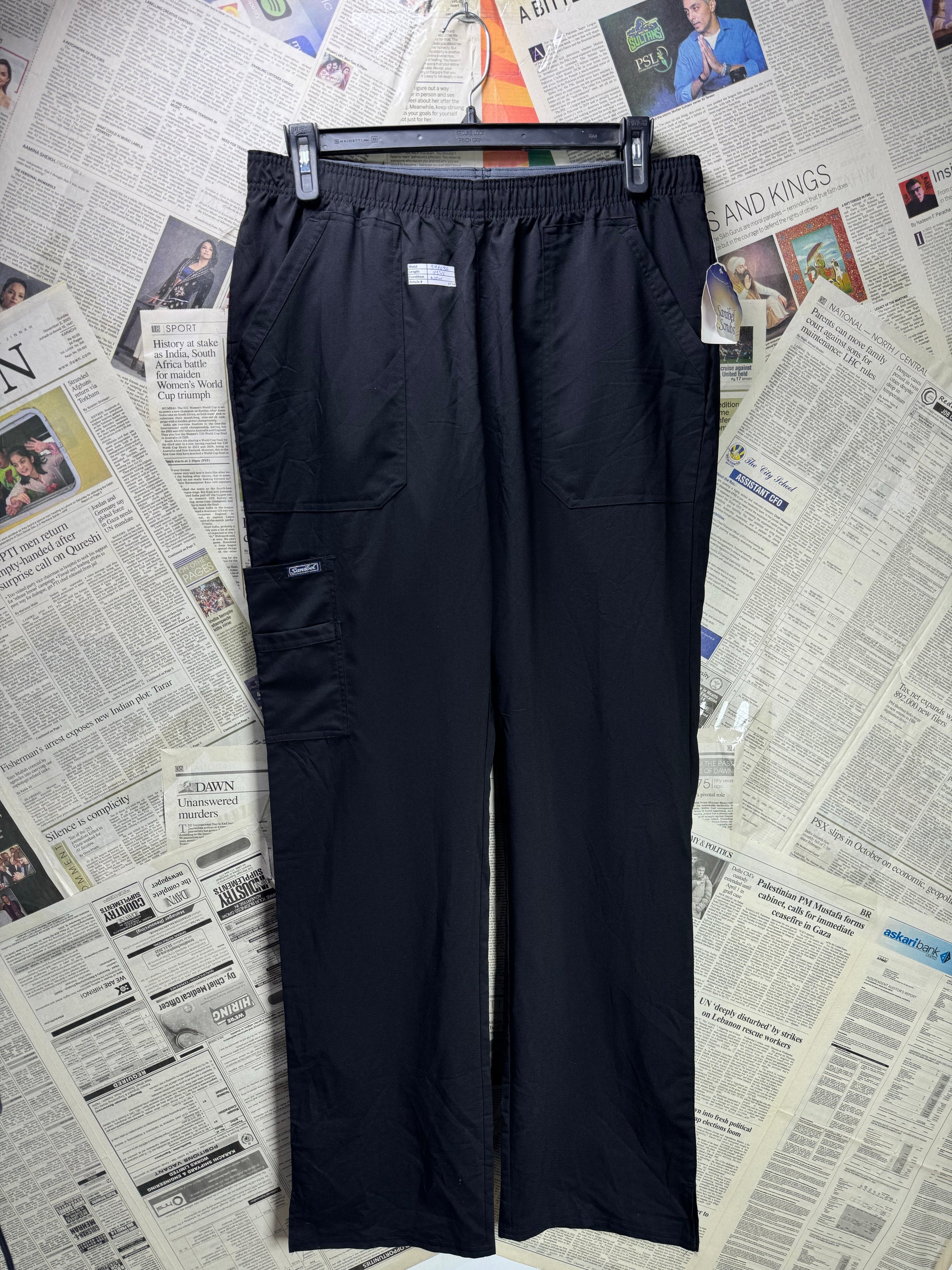 Women - Sanibel Scrubs® Waist: 34" to 36" | Black | Cargo Trousers | Rayon - Poly - Spandex | 1234 - Genuine Maal