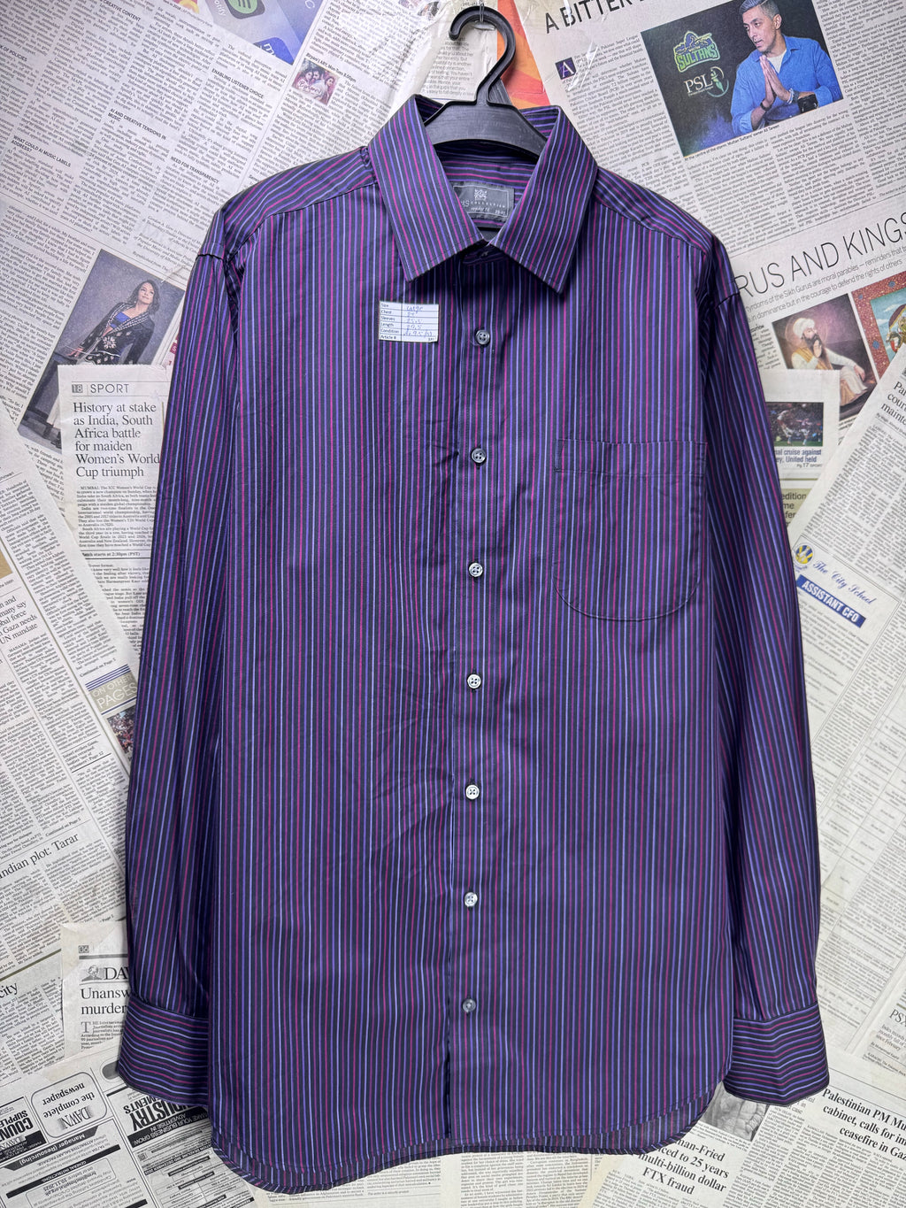 M&S® Large | Chest: 23" | Purple Stripe | Shirt | Cotton - Poly | 3467 - Genuine Maal