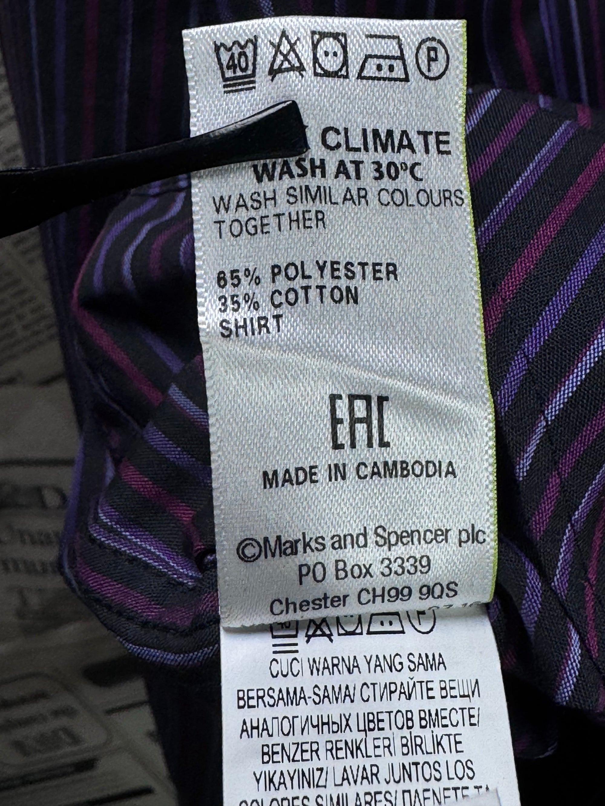 M&S® Large | Chest: 23" | Purple Stripe | Shirt | Cotton - Poly | 3467 - Genuine Maal