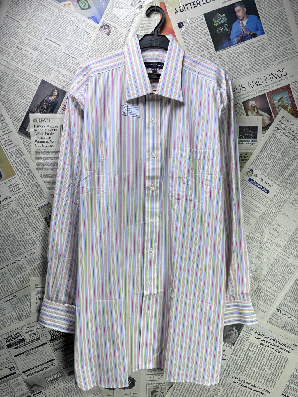 Robert Talbott® XXL | Chest: 27.5" | Multicolor Stripe | Shirt | Cotton | 3485 - Genuine Maal