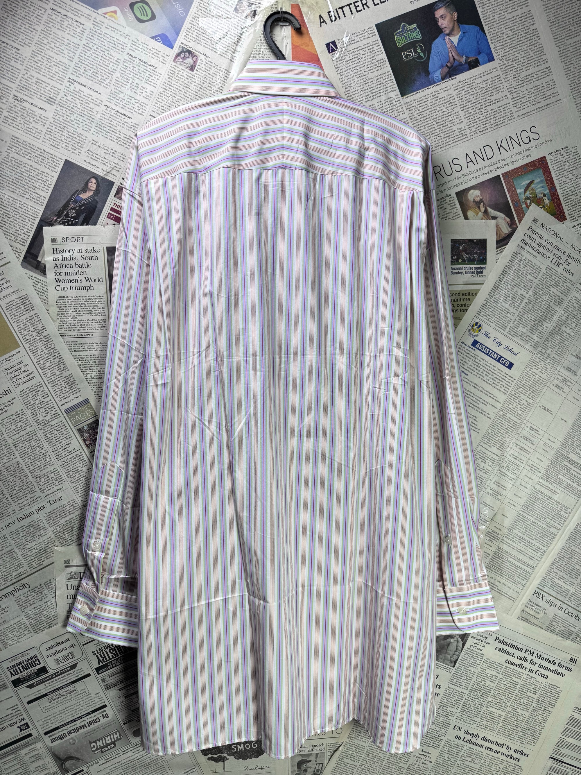 Robert Talbott® XXL | Chest: 27.5" | Multicolor Stripe | Shirt | Cotton | 3485 - Genuine Maal