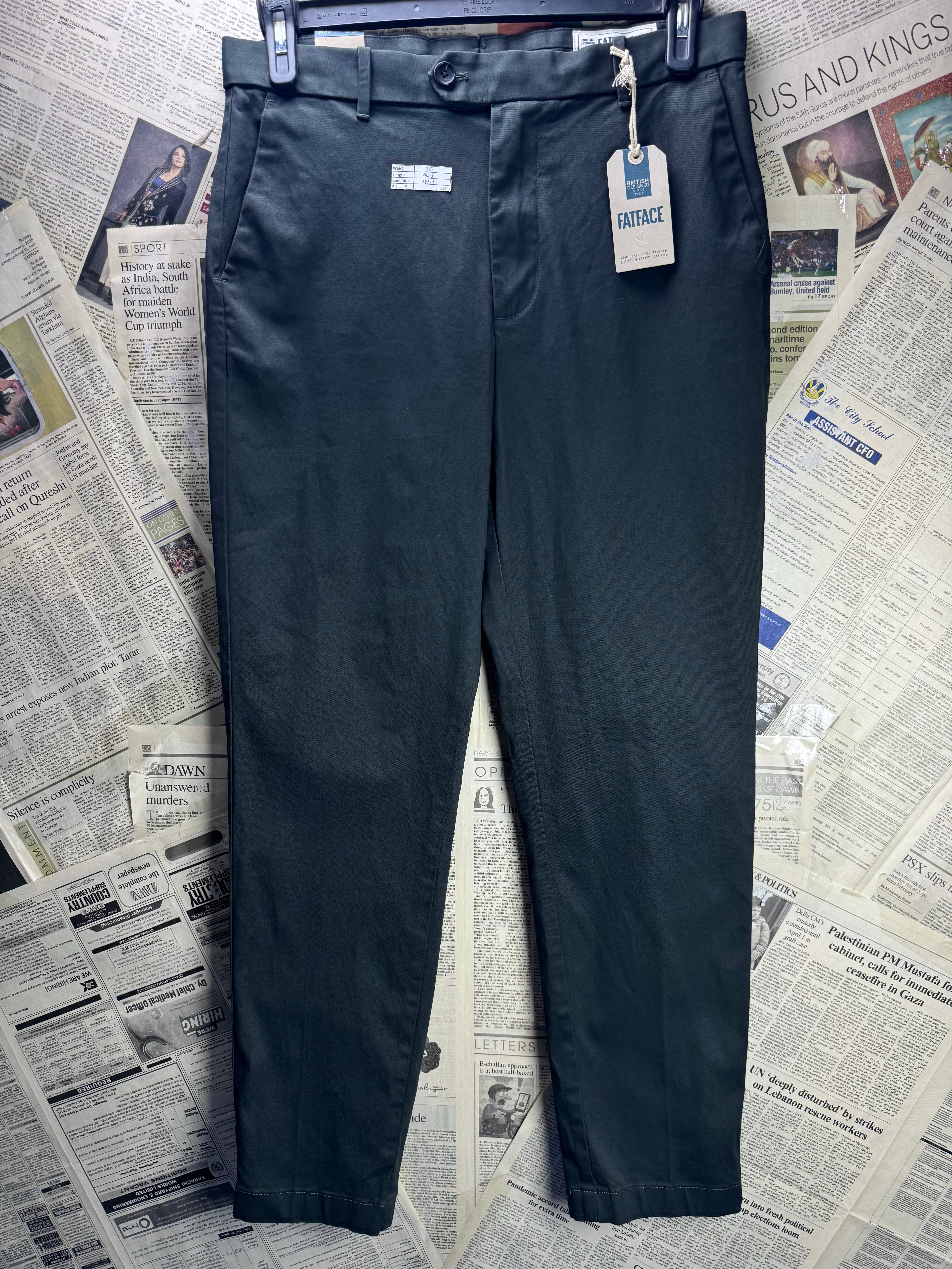 FATFACE® Waist: 30" | Black | Chino Pant | Cotton - Elastane | 2951 - Genuine Maal
