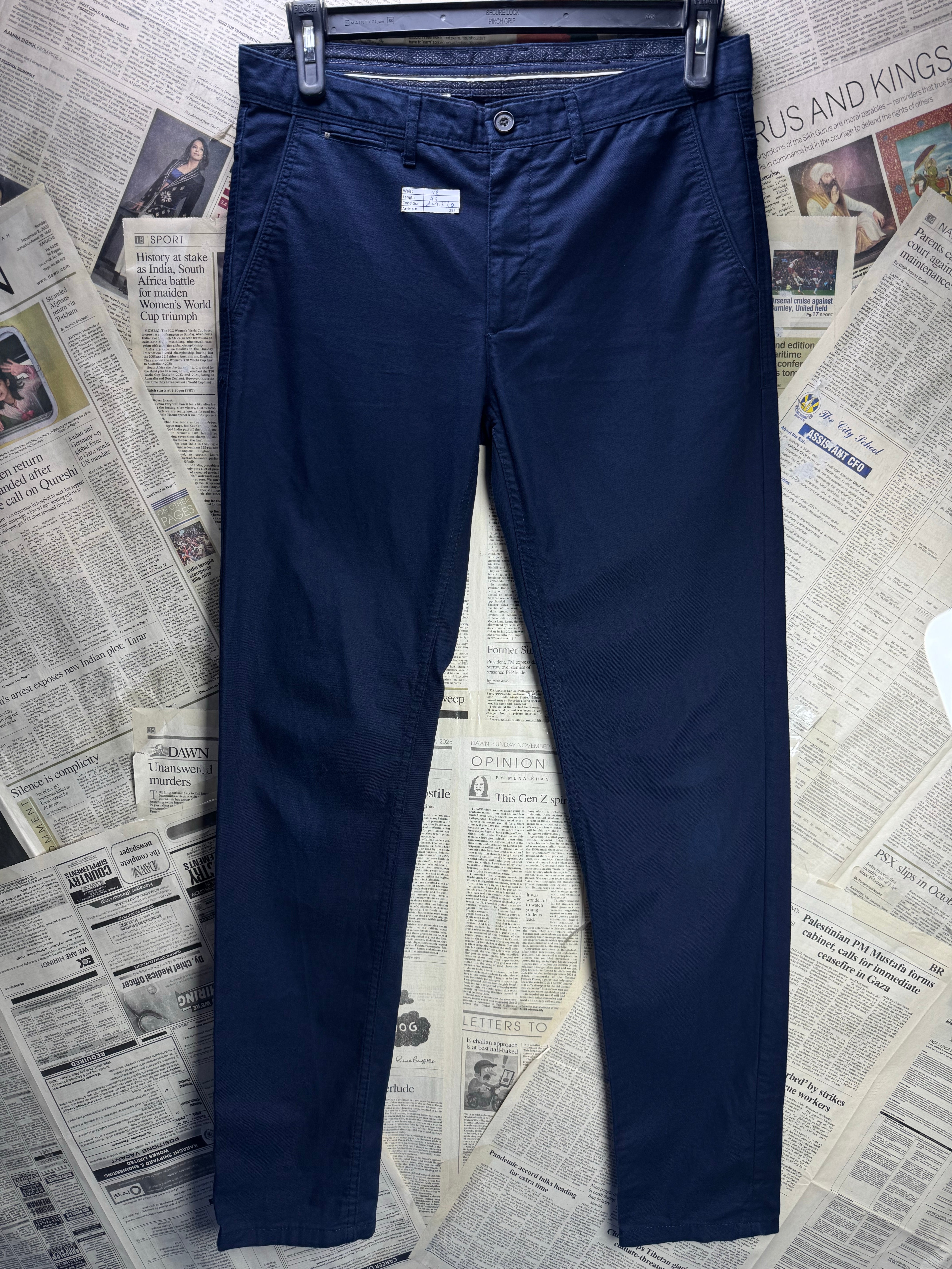 ZARA® Waist: 32" | Blue | Chino Pants | Cotton - Elastane | 2950 - Genuine Maal