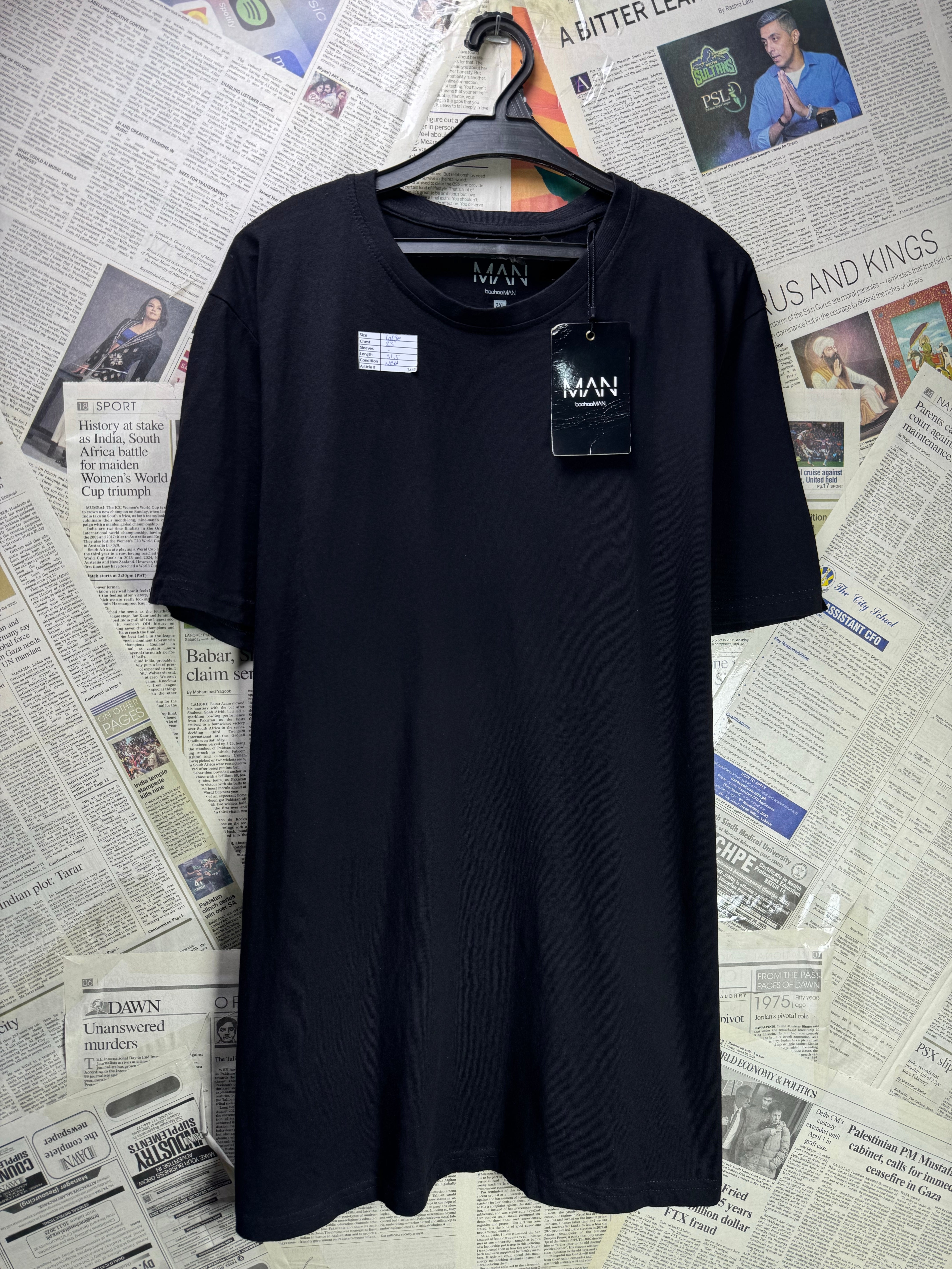 MAN® Large | Chest: 23" | Black | T-Shirt | Cotton | 3463 - Genuine Maal