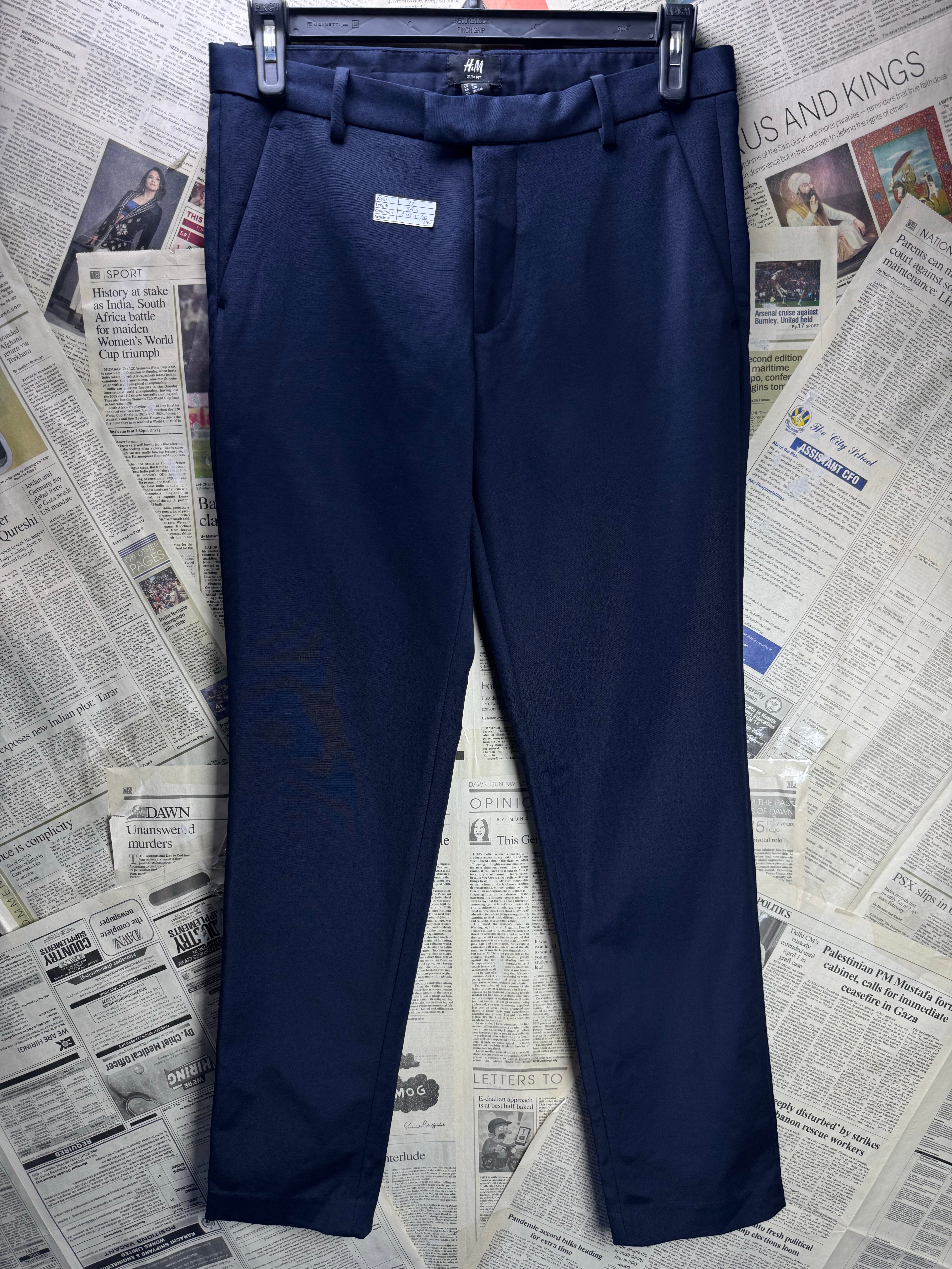H&M® Waist: 32" | Blue | Slim Fit Dress Pants | Poly - Cotton - Elastane | 2956 - Genuine Maal