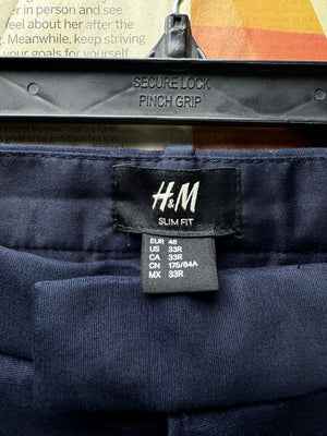 H&M® Waist: 32" | Blue | Slim Fit Dress Pants | Poly - Cotton - Elastane | 2956 - Genuine Maal