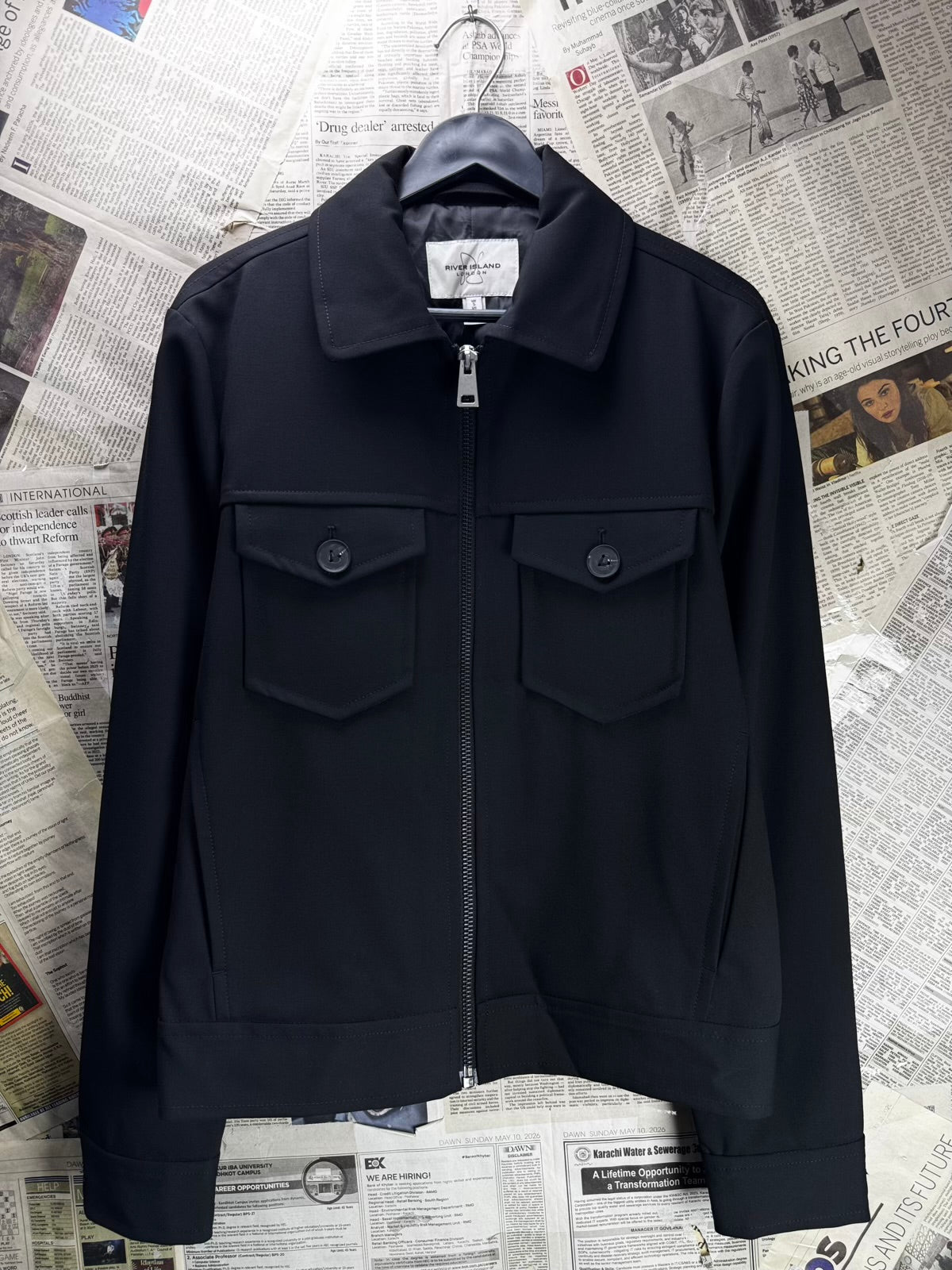 River Island® Medium | Chest: 21.5" | Classic Collar Jacket | Poly-Viscose-Elastane | M20 - 7067
