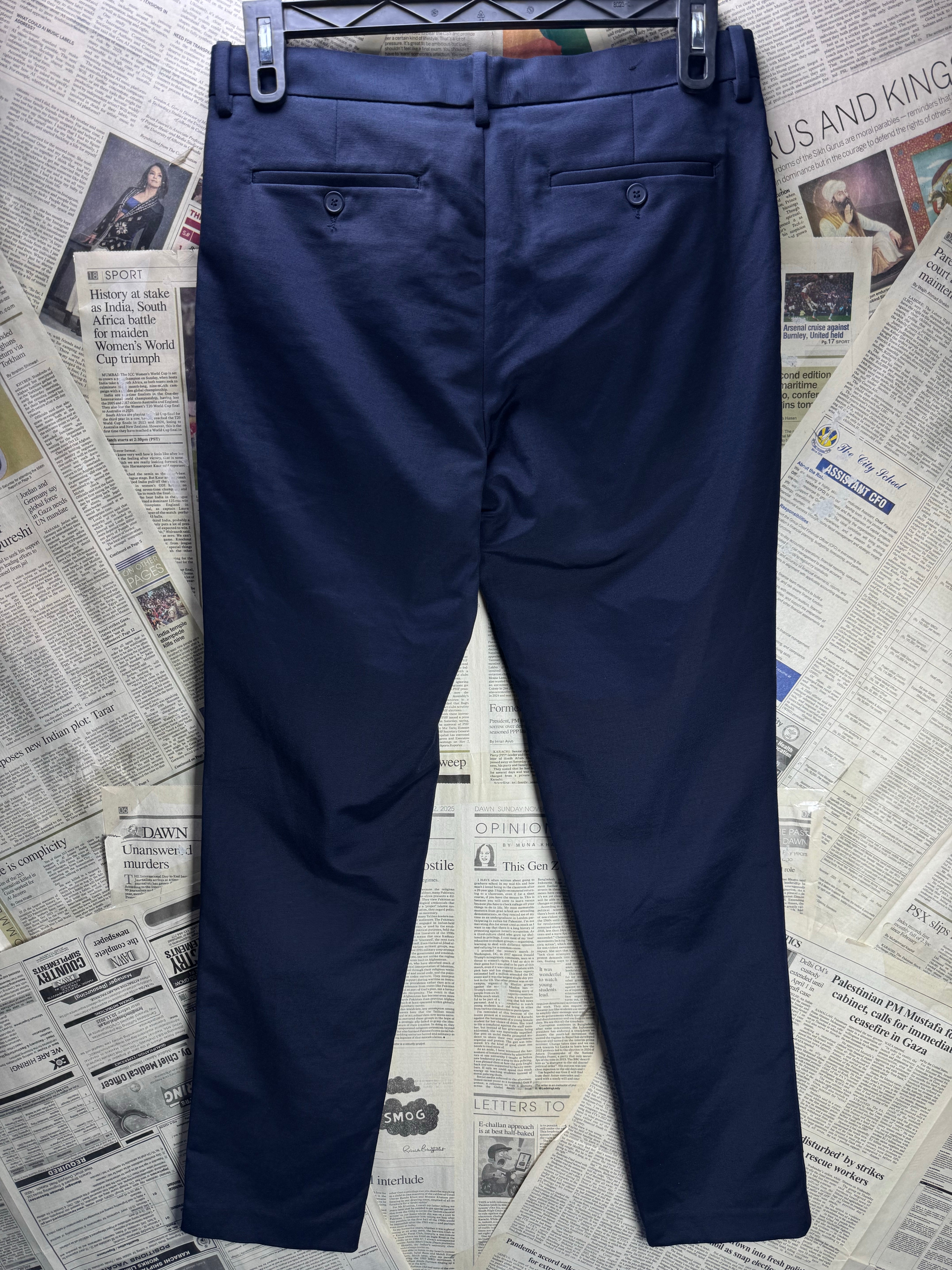 H&M® Waist: 32" | Blue | Slim Fit Dress Pants | Poly - Cotton - Elastane | 2956 - Genuine Maal