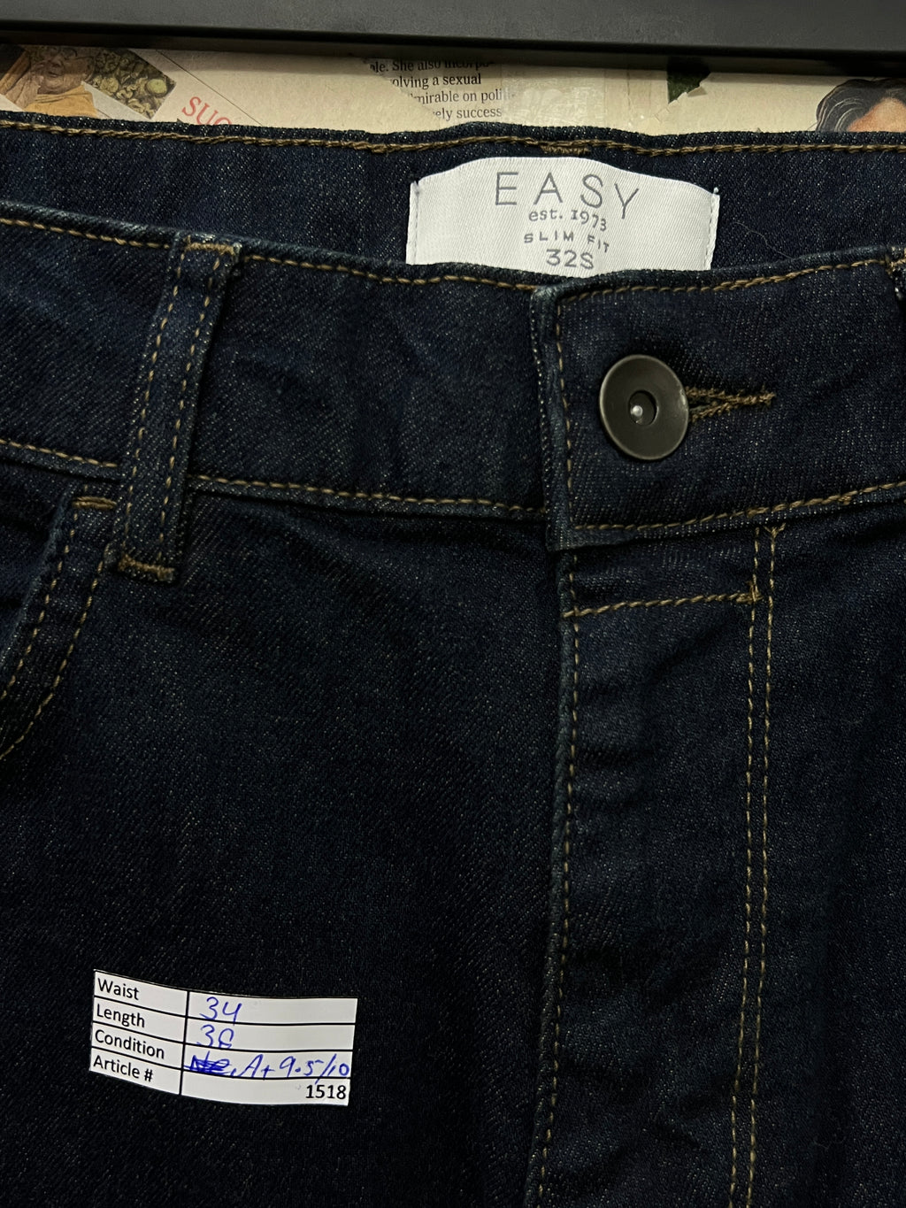 Easy® Waist: 34" | Navy | Denim Pants | 1518 - Genuine Maal