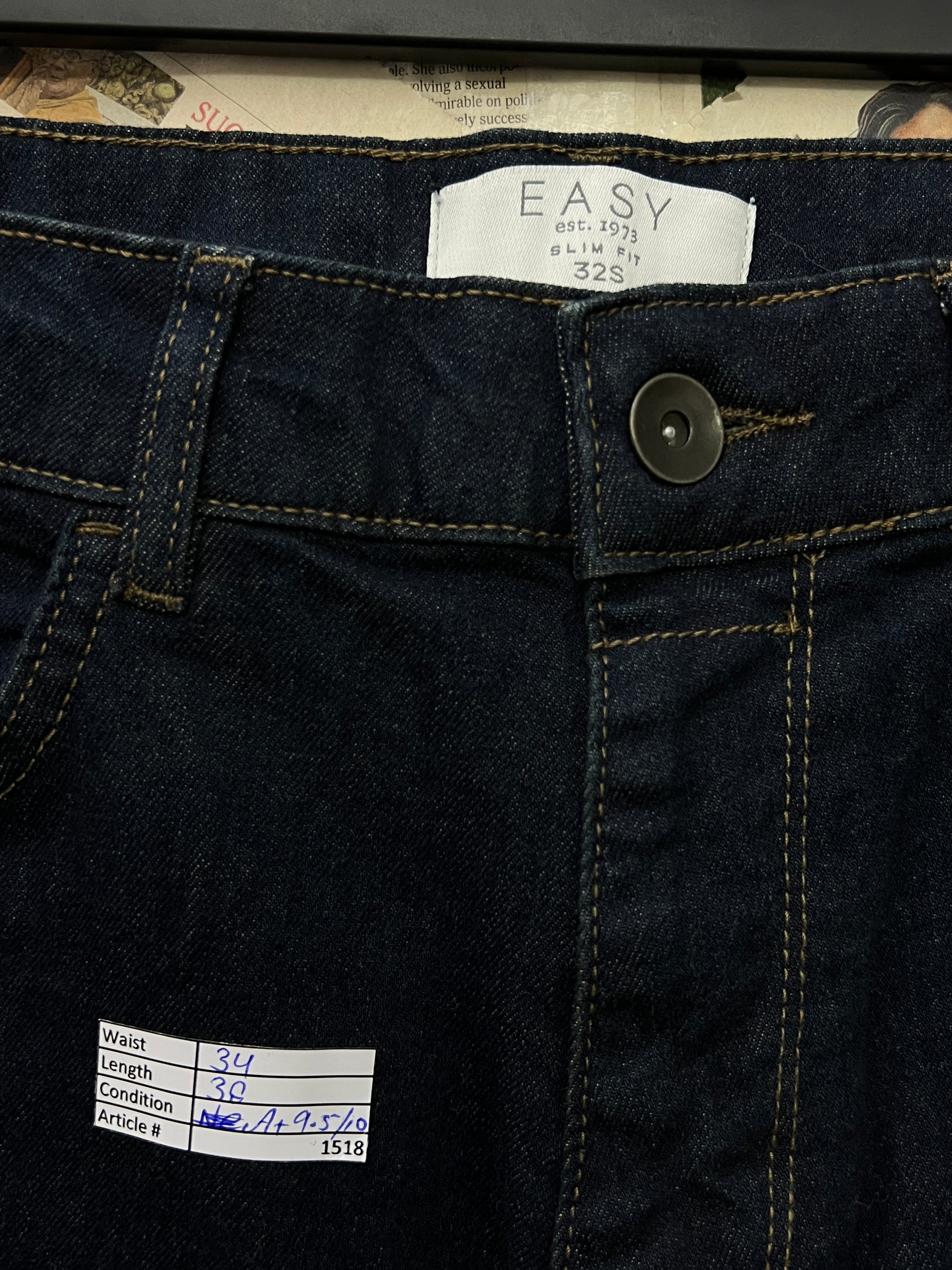 Easy® Waist: 34" | Navy | Denim Pants | 1518 - Genuine Maal