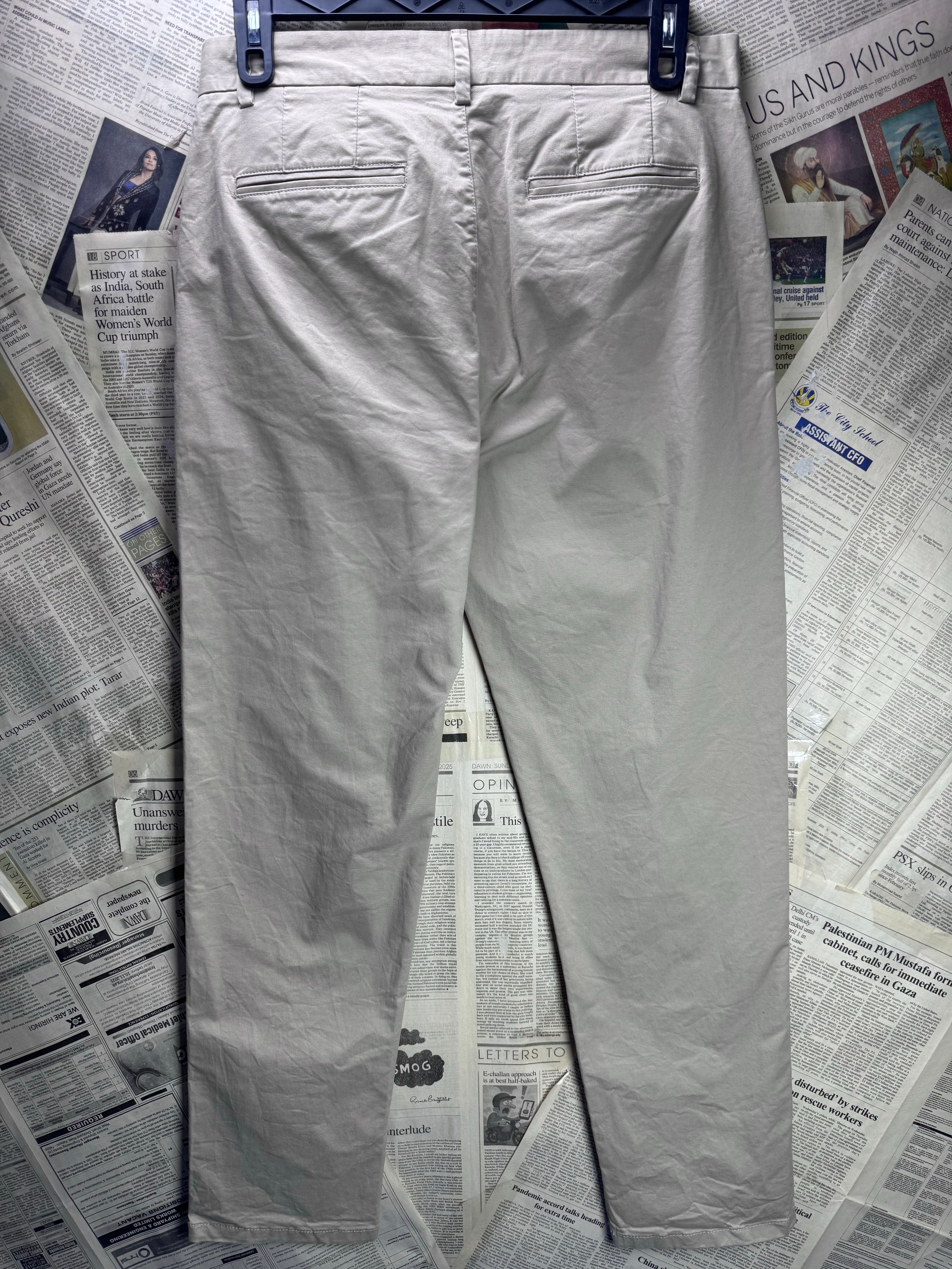 Denim Co.® Waist: 32" | Beige | Straight Fit Chino Pants | Cotton - Elastane | 2946 - Genuine Maal