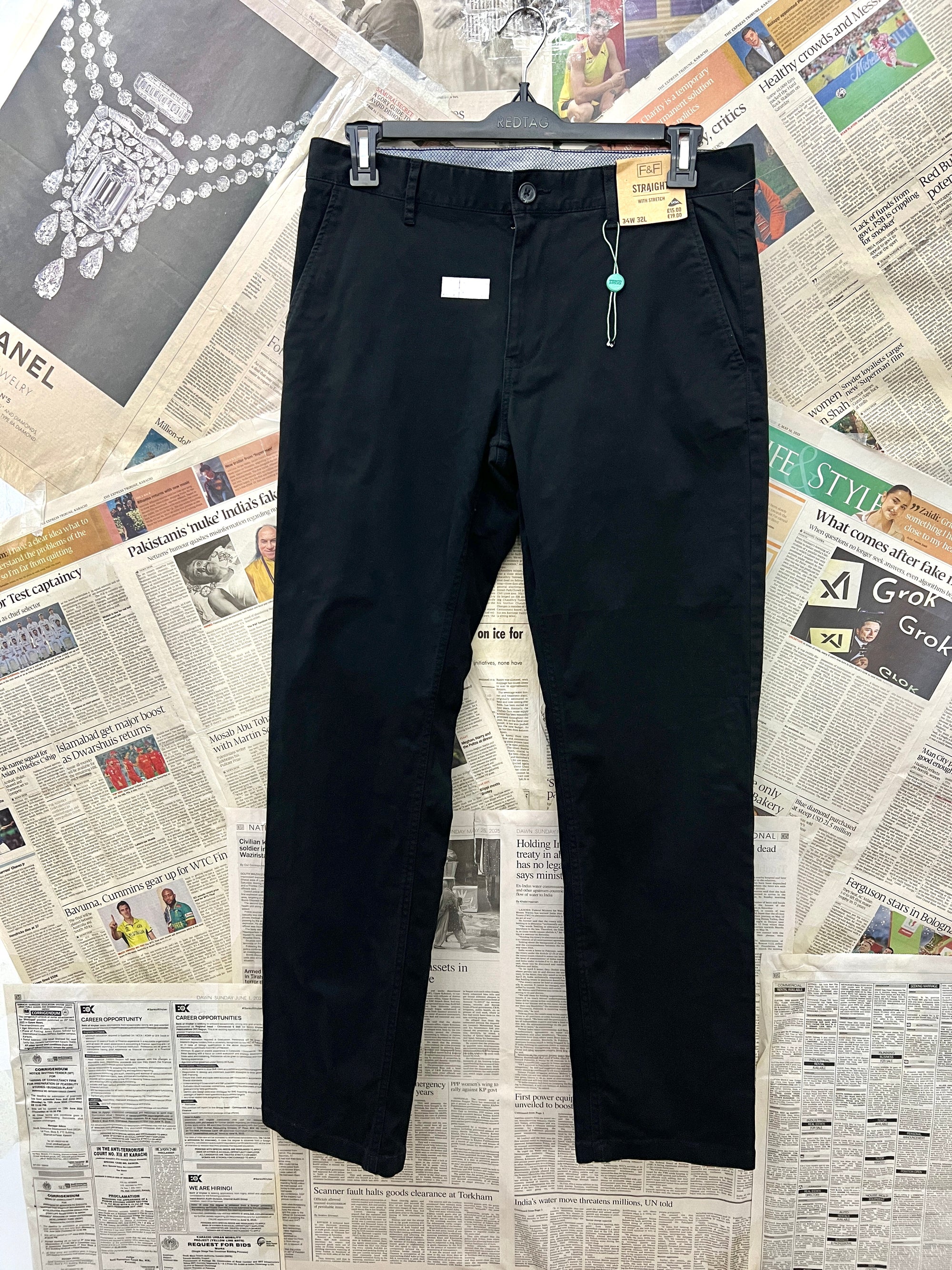 F&F® Waist: 34" | Black | Chino Pants | 1031 - Genuine Maal