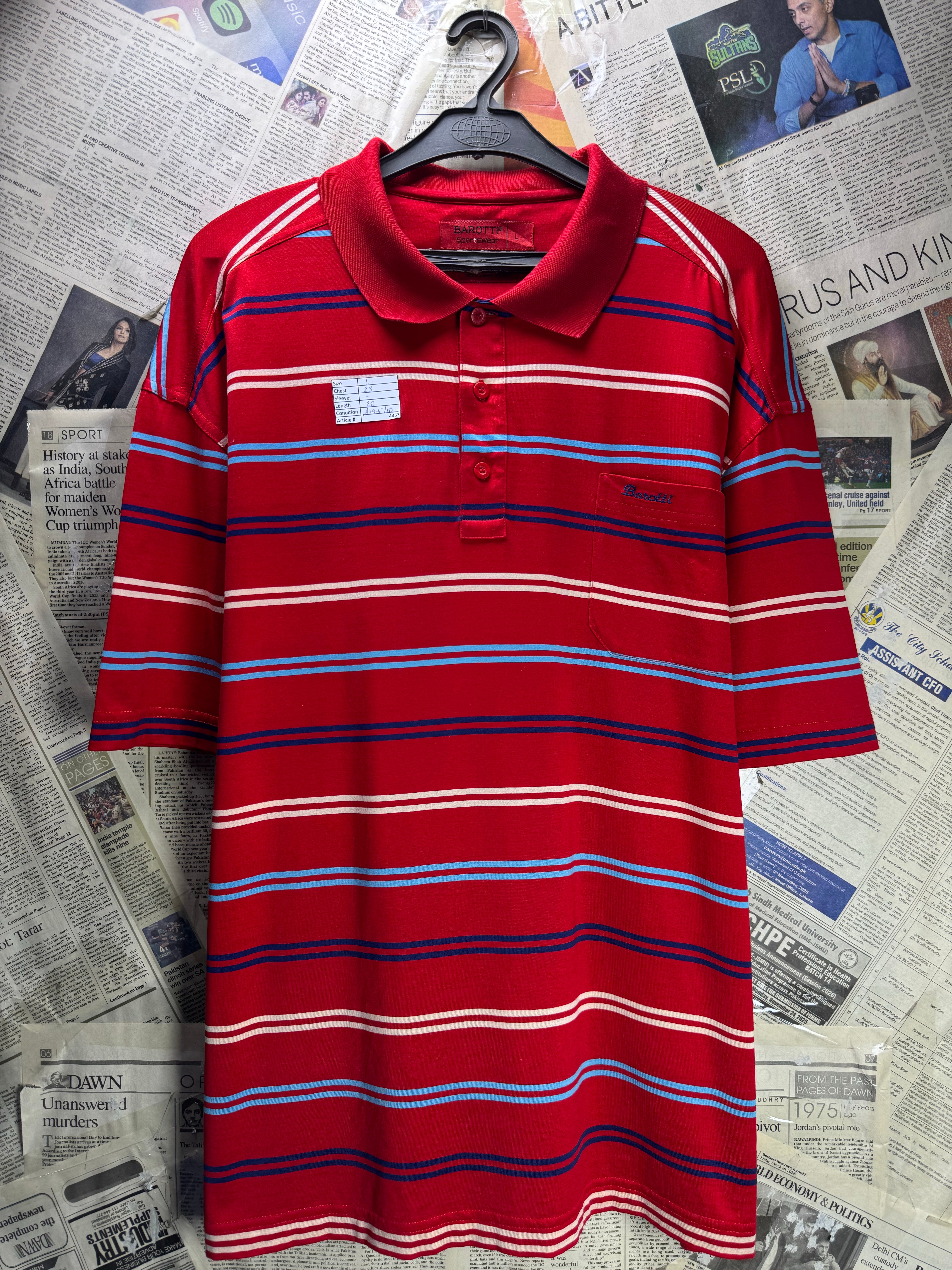 Barotti® Large | Chest: 23" | Red | Golf Polo | Cotton | 4453 - Genuine Maal