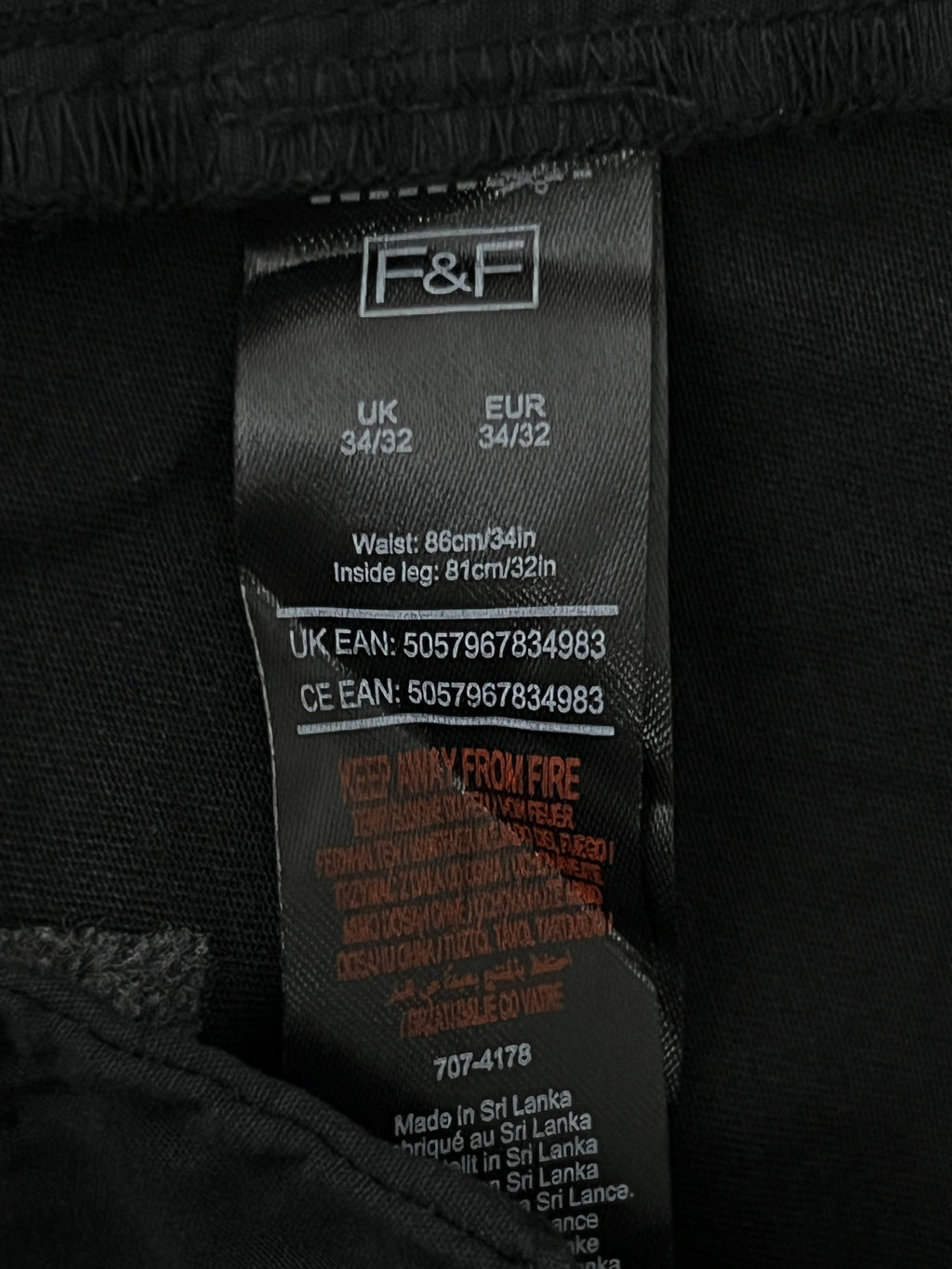 F&F® Waist: 34" | Black | Chino Pants | 1031 - Genuine Maal