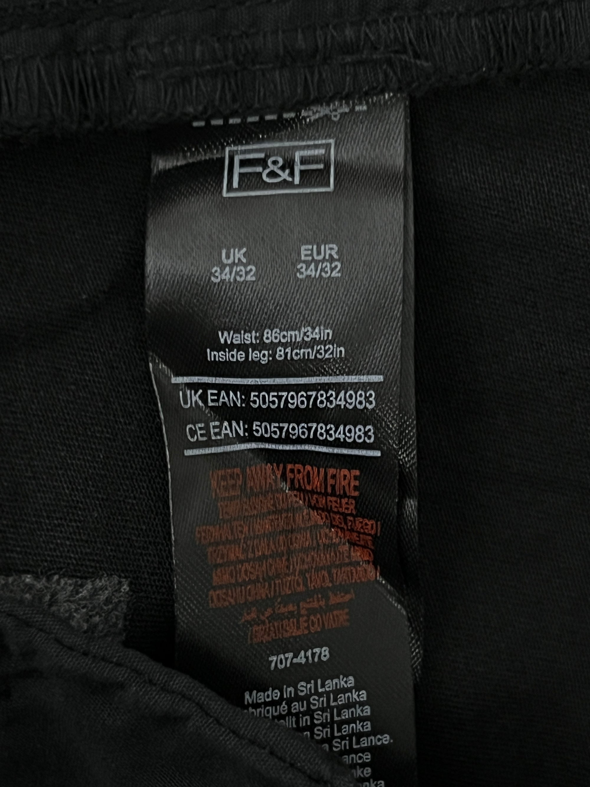 F&F® Waist: 34" | Black | Chino Pants | 1031 - Genuine Maal