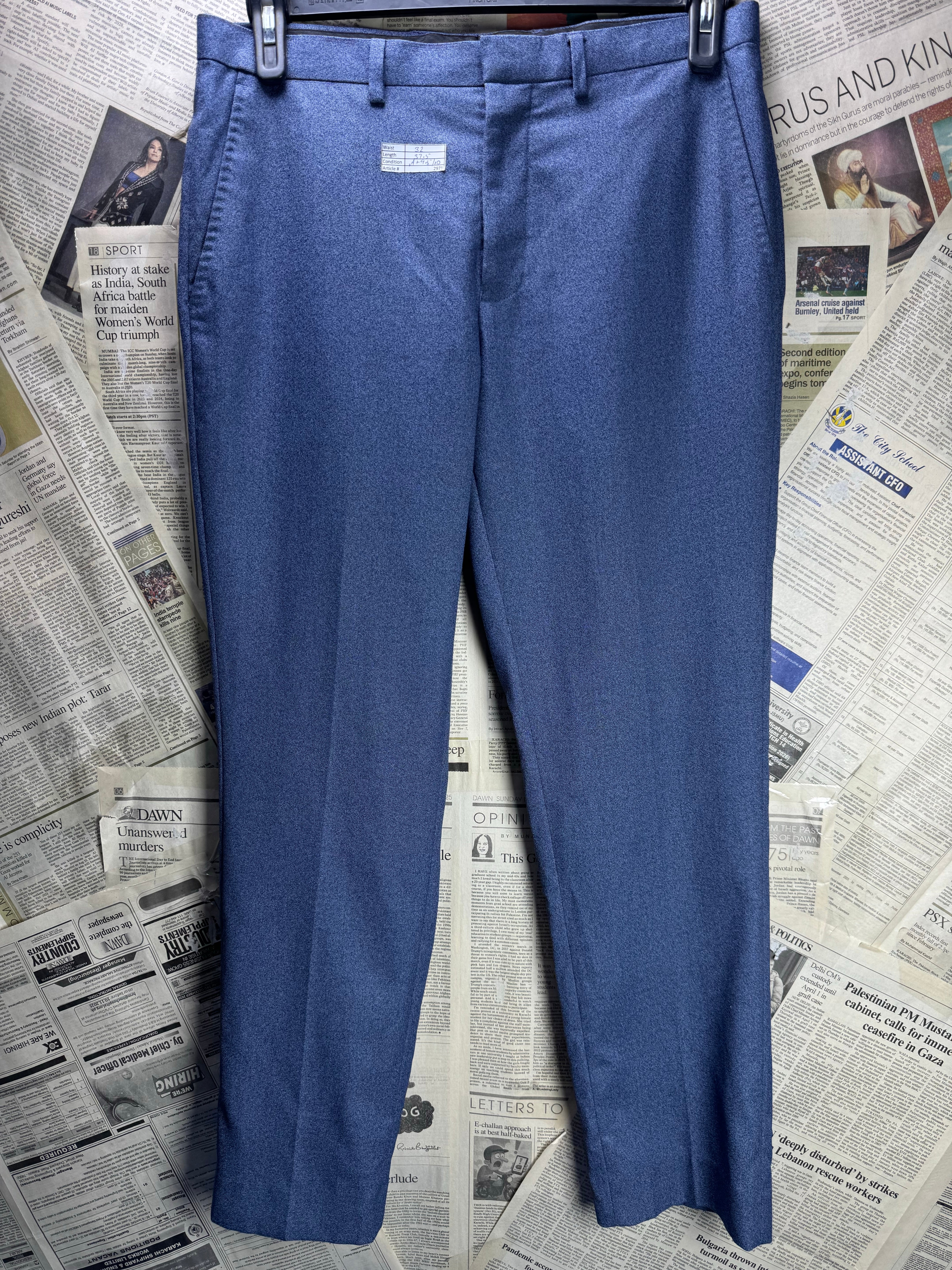 Burton® Waist: 32" | Blue | Slim Fit Dress Pants | Poly - Viscose | 2971 - Genuine Maal