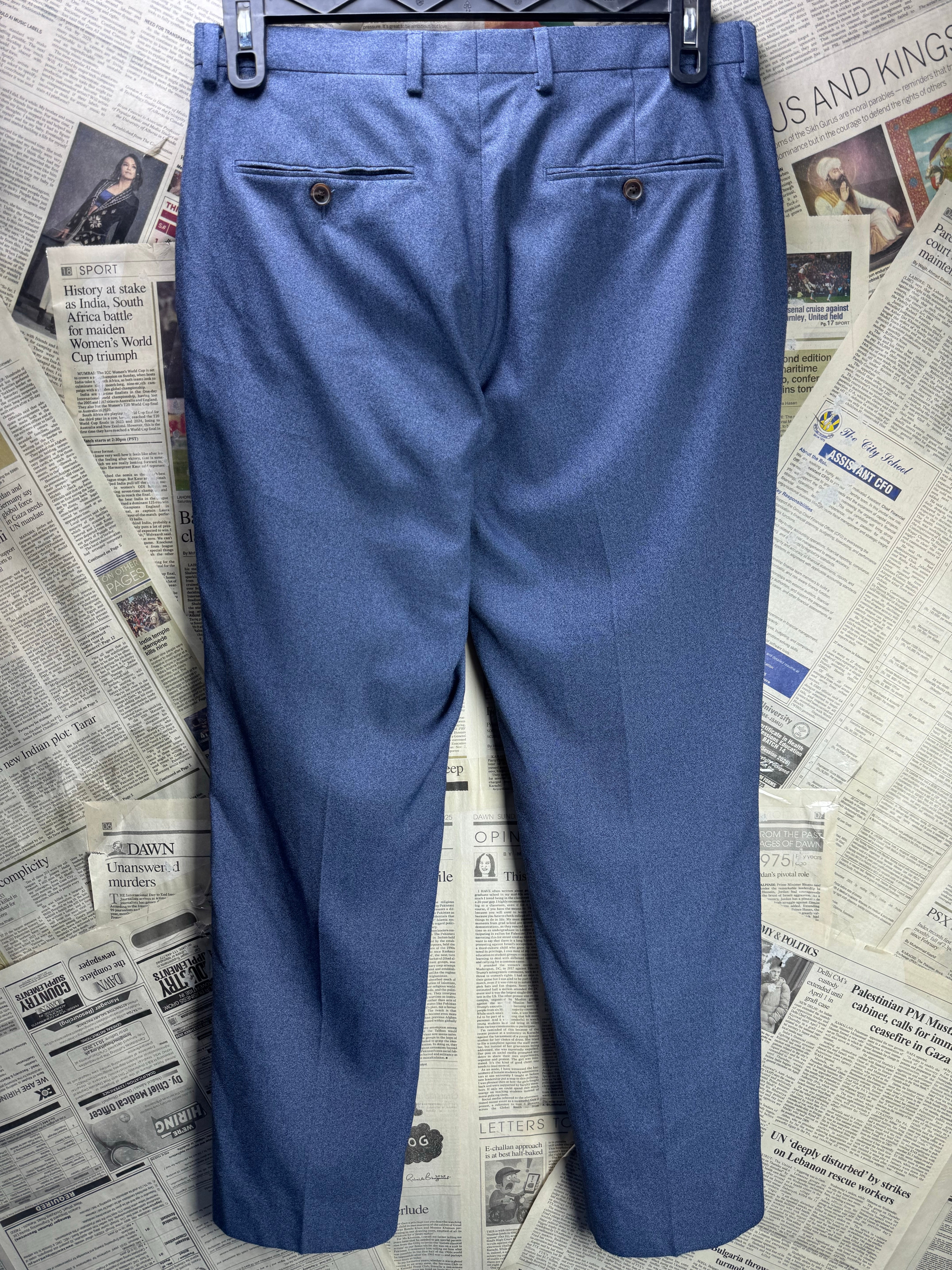 Burton® Waist: 32" | Blue | Slim Fit Dress Pants | Poly - Viscose | 2971 - Genuine Maal