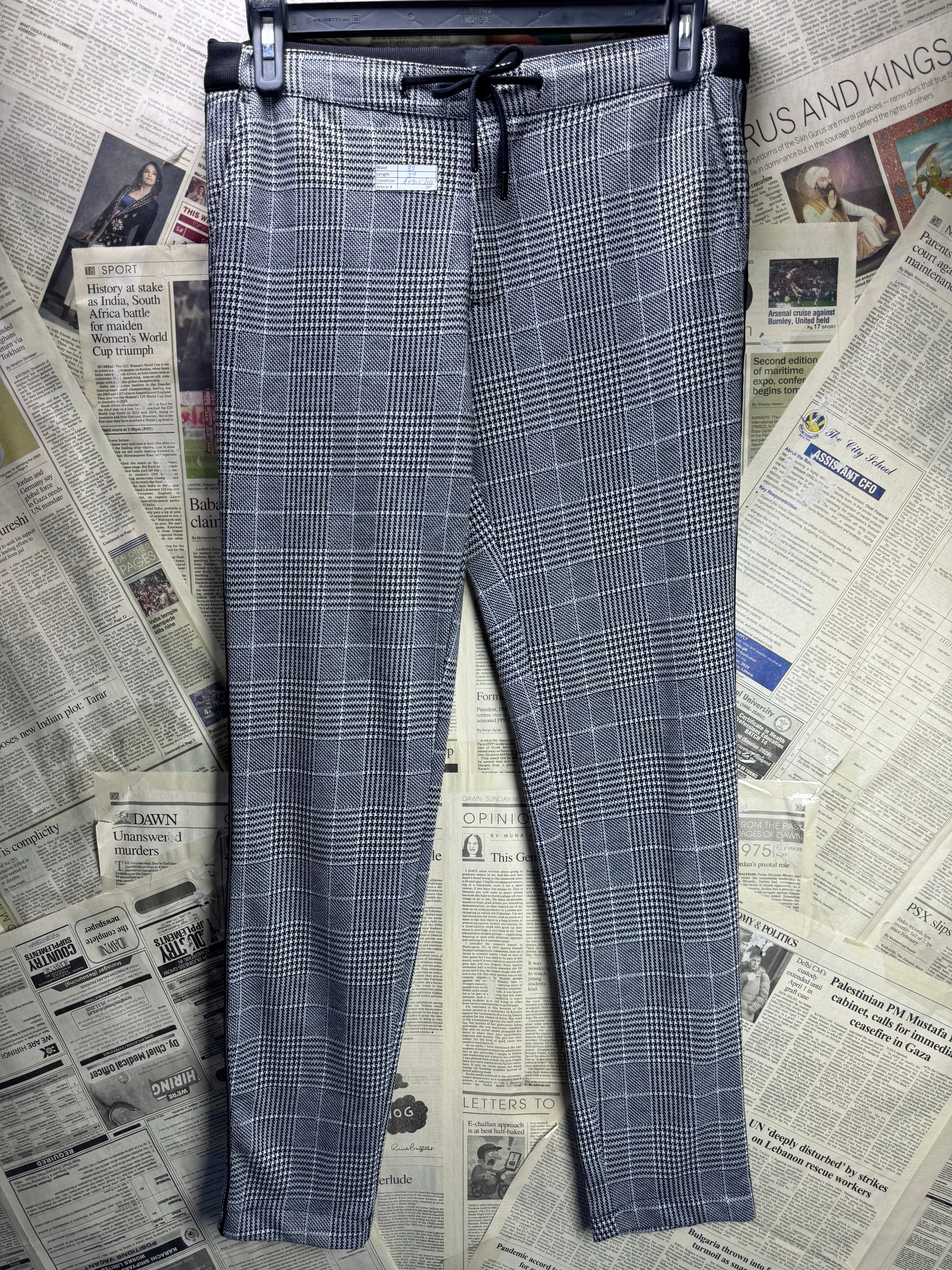 River Island® Waist: 32" | Machi Check | Draw String Pants | Poly - Viscose - Elastane | 2973 - Genuine Maal