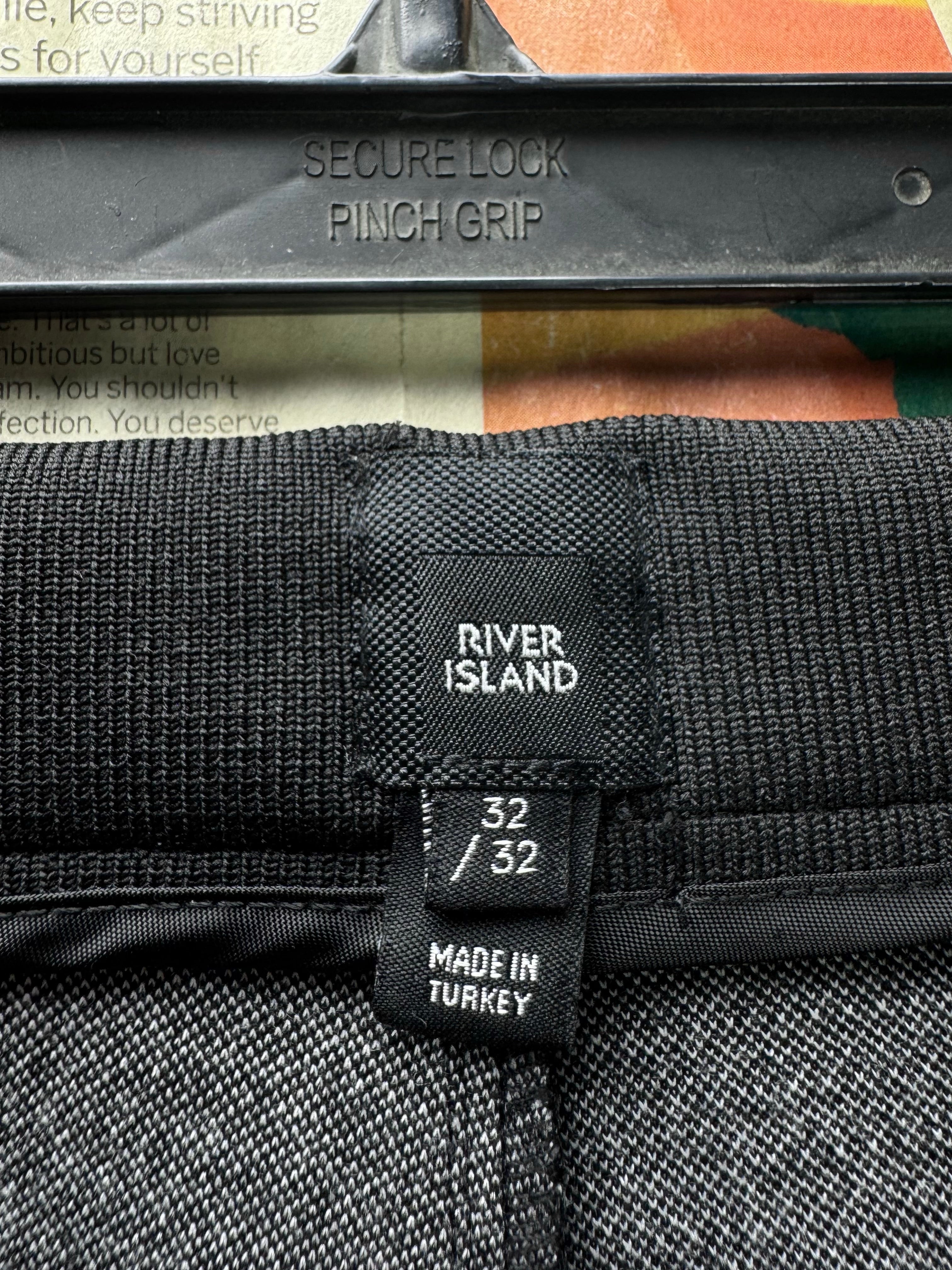 River Island® Waist: 32" | Machi Check | Draw String Pants | Poly - Viscose - Elastane | 2973 - Genuine Maal