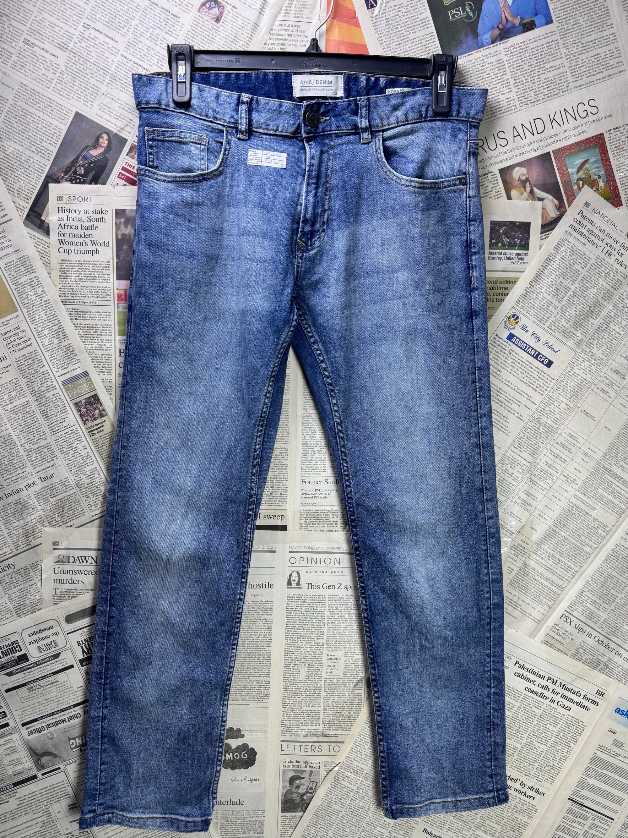 ACW85® Waist: 32" to 34" | Blue | Straight Fit Denim Pant | Cotton | 1281 - Genuine Maal