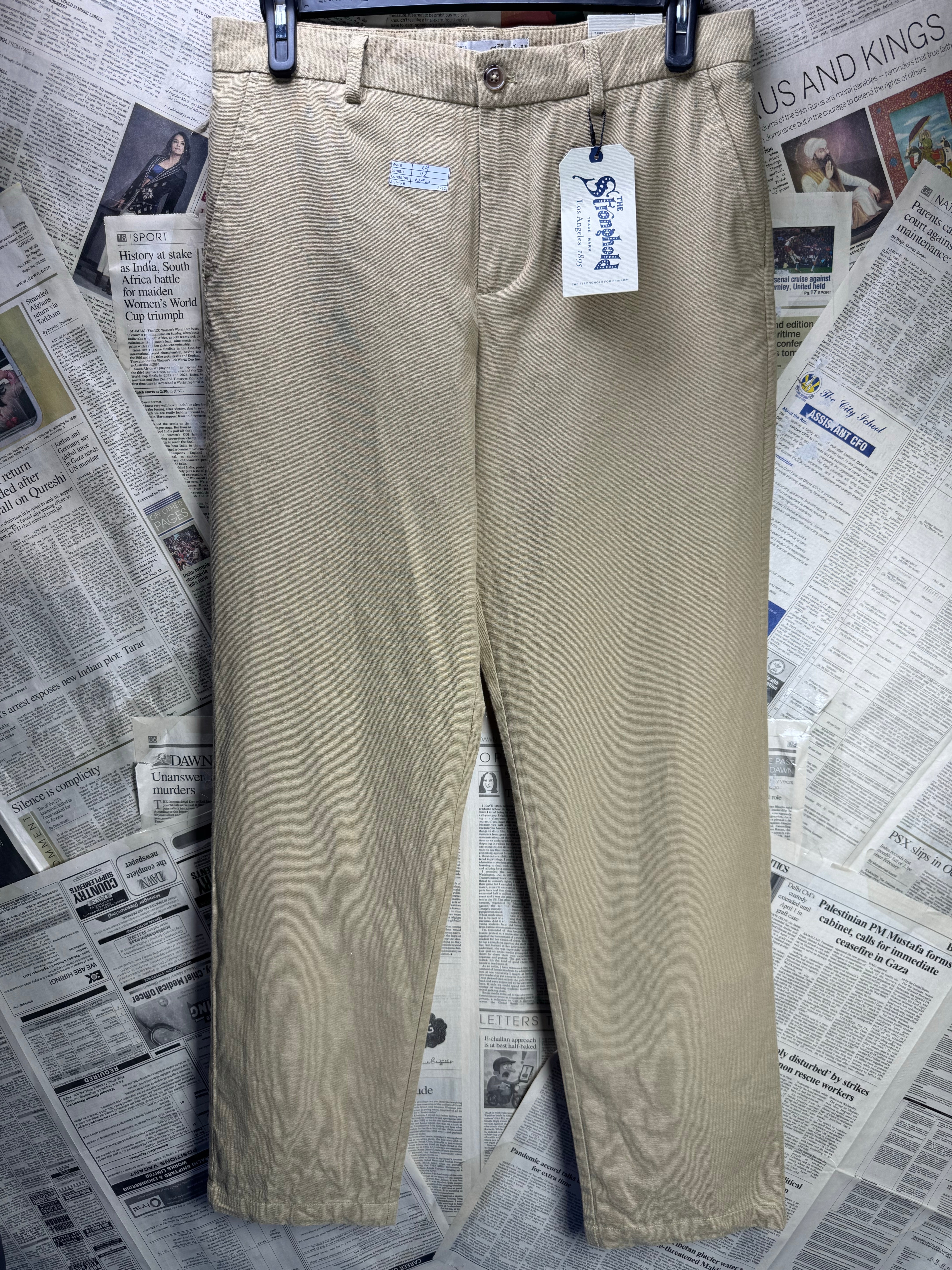 Primark® Waist: 34" | Tan | Relaxed - Fit Chino Pants | Poly - Cotton | 2711 - Genuine Maal