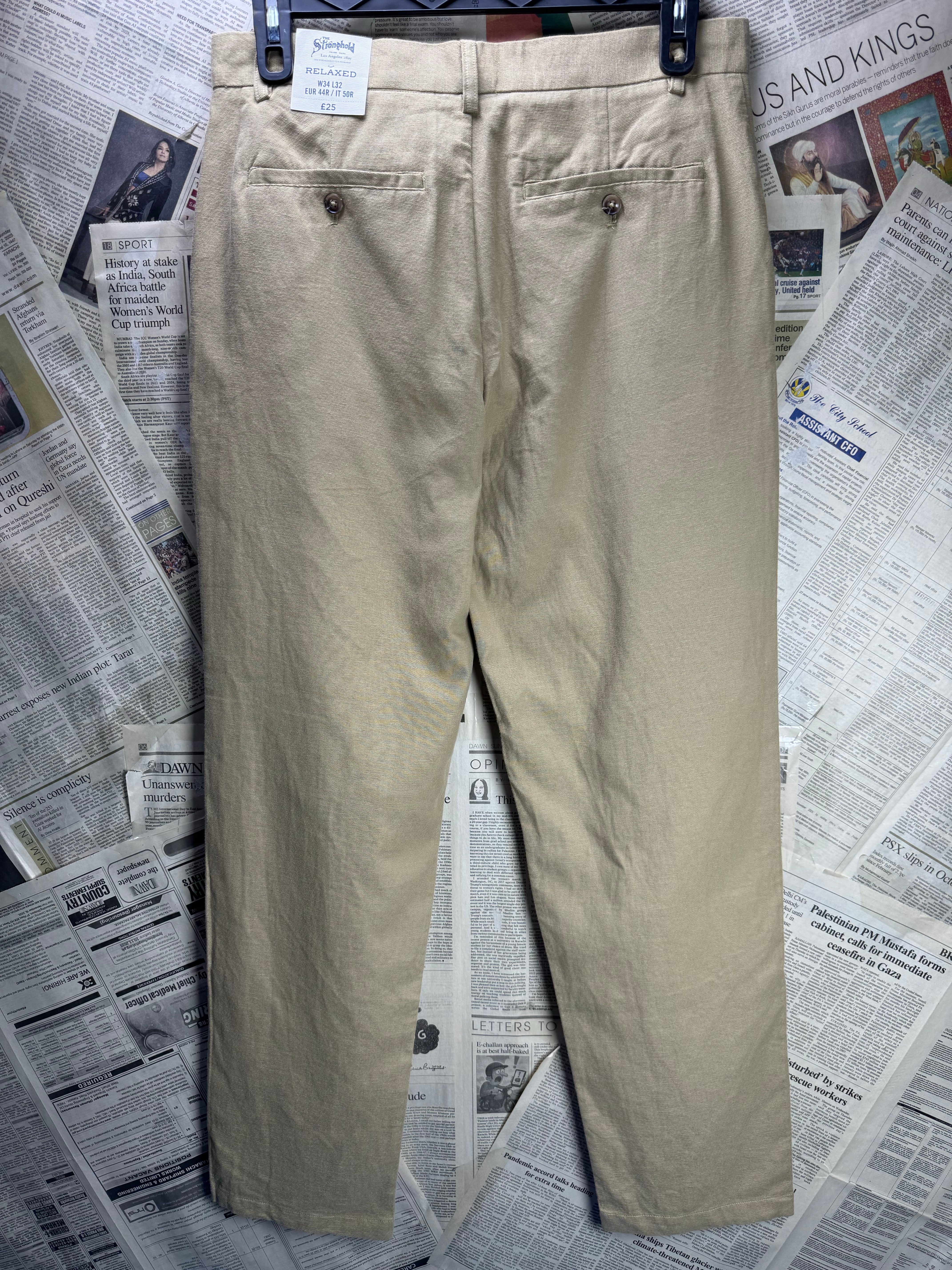 Primark® Waist: 34" | Tan | Relaxed - Fit Chino Pants | Poly - Cotton | 2711 - Genuine Maal