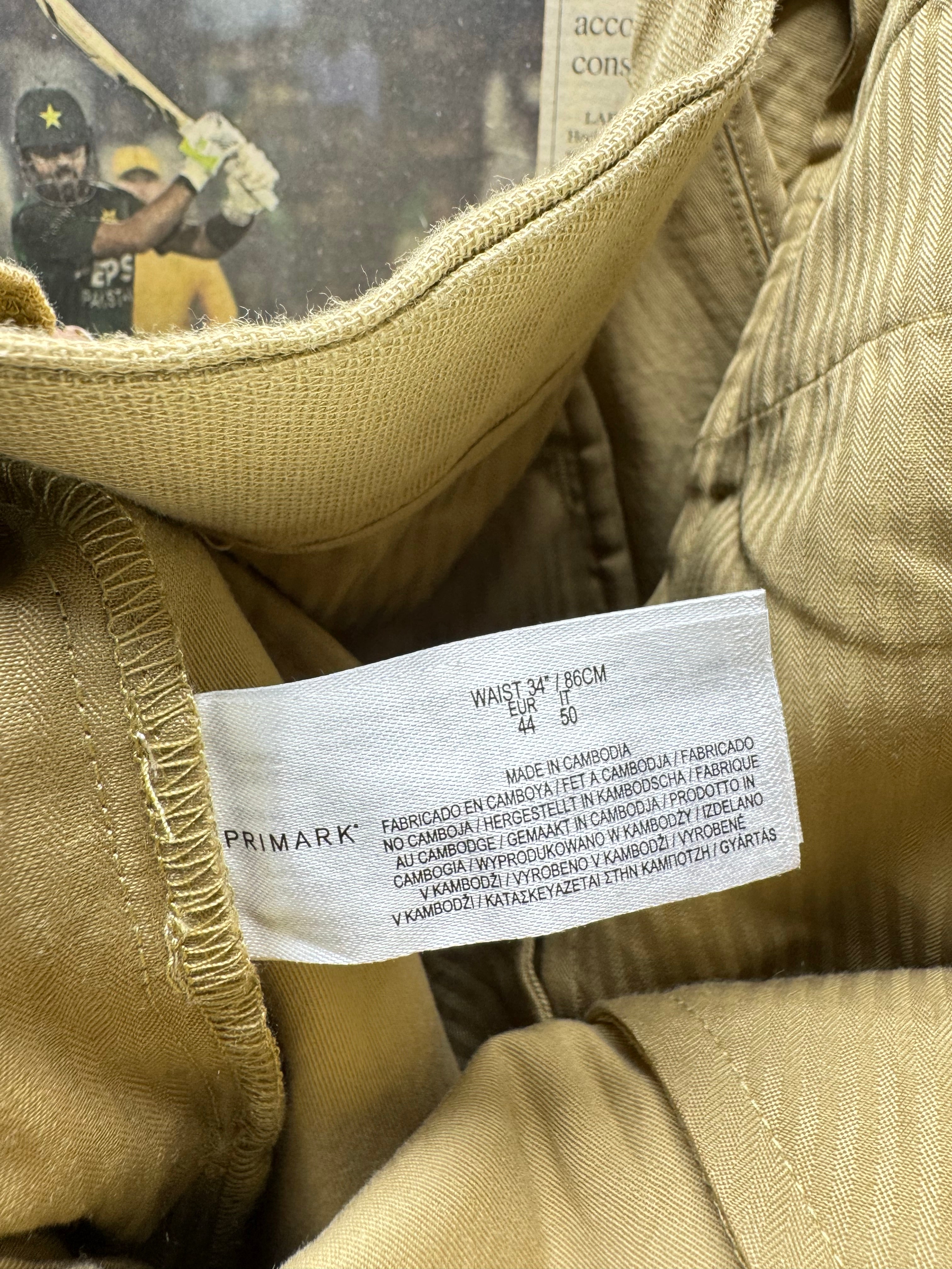 Primark® Waist: 34" | Tan | Relaxed - Fit Chino Pants | Poly - Cotton | 2711 - Genuine Maal