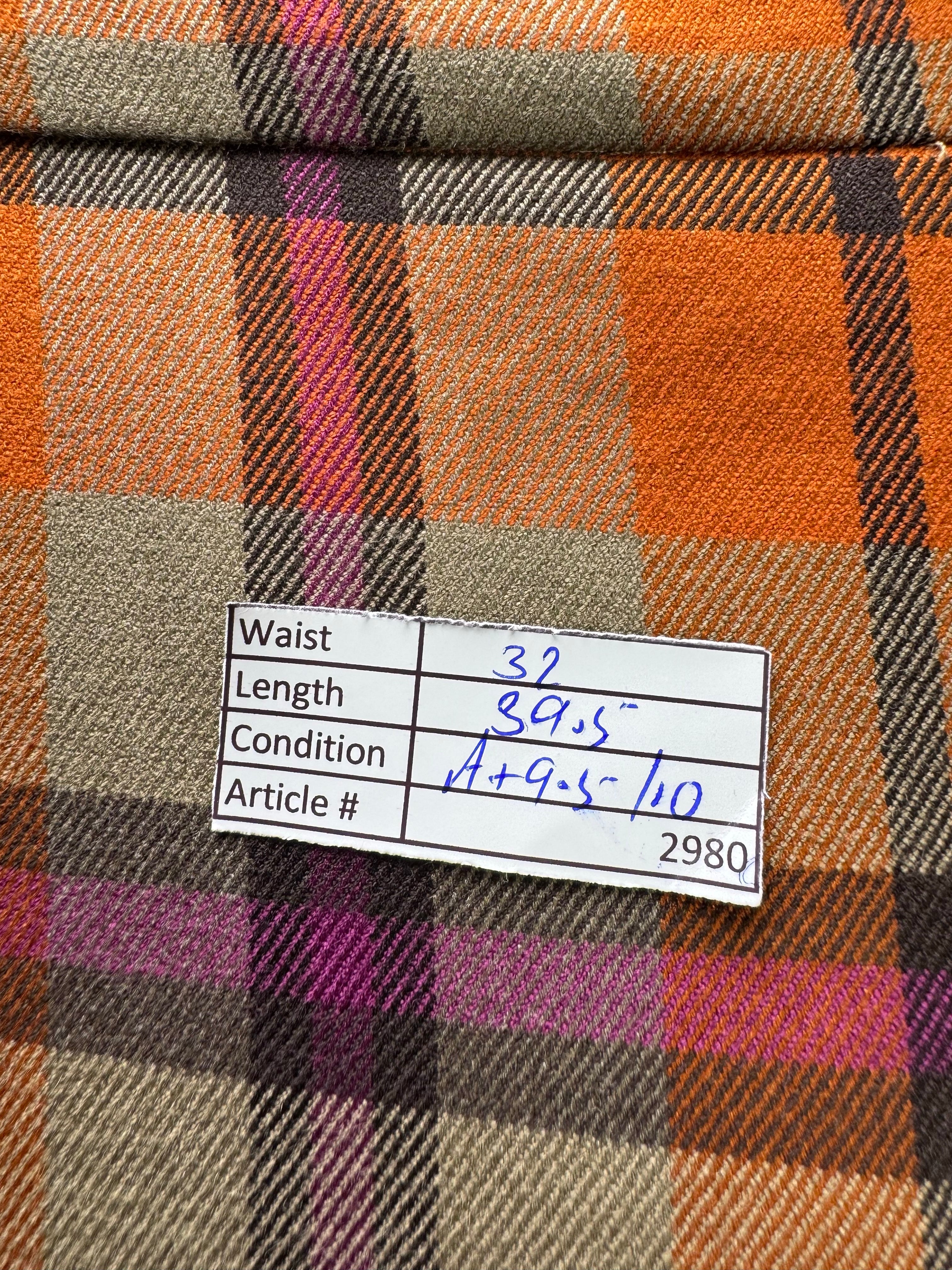 Zara® Waist: 32" | Orange Check | Smart Casual - Semi Formal Pants | Poly - Viscose - Elastane | 2980 - Genuine Maal