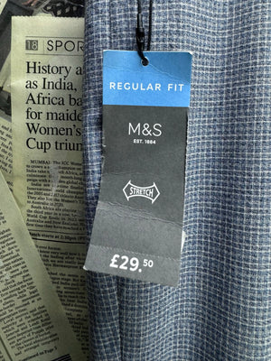M&S® Waist: 42" | Grey | Dress Pant | Poly - Viscose - Elastane | 2715 - Genuine Maal