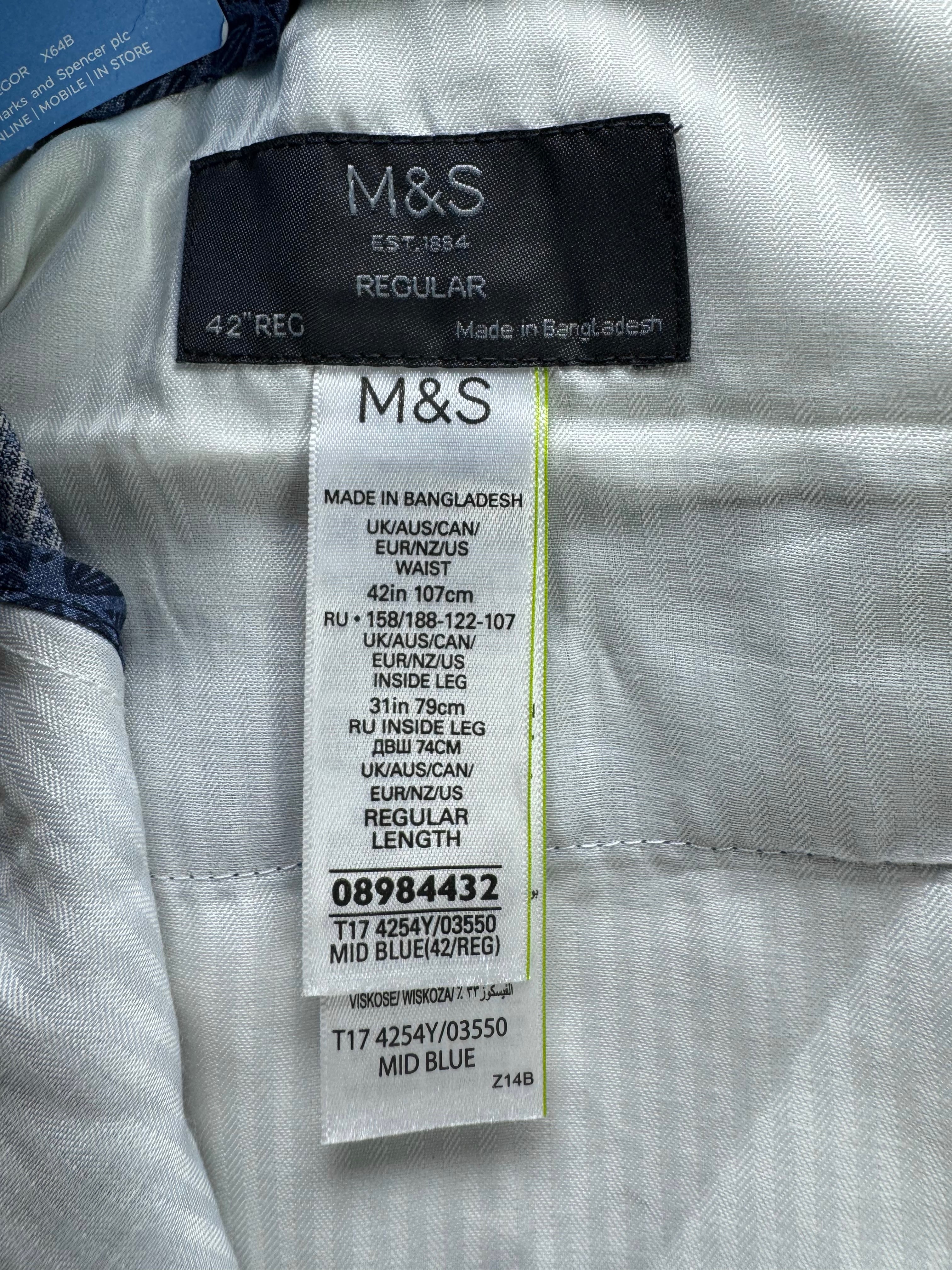 M&S® Waist: 42" | Grey | Dress Pant | Poly - Viscose - Elastane | 2715 - Genuine Maal