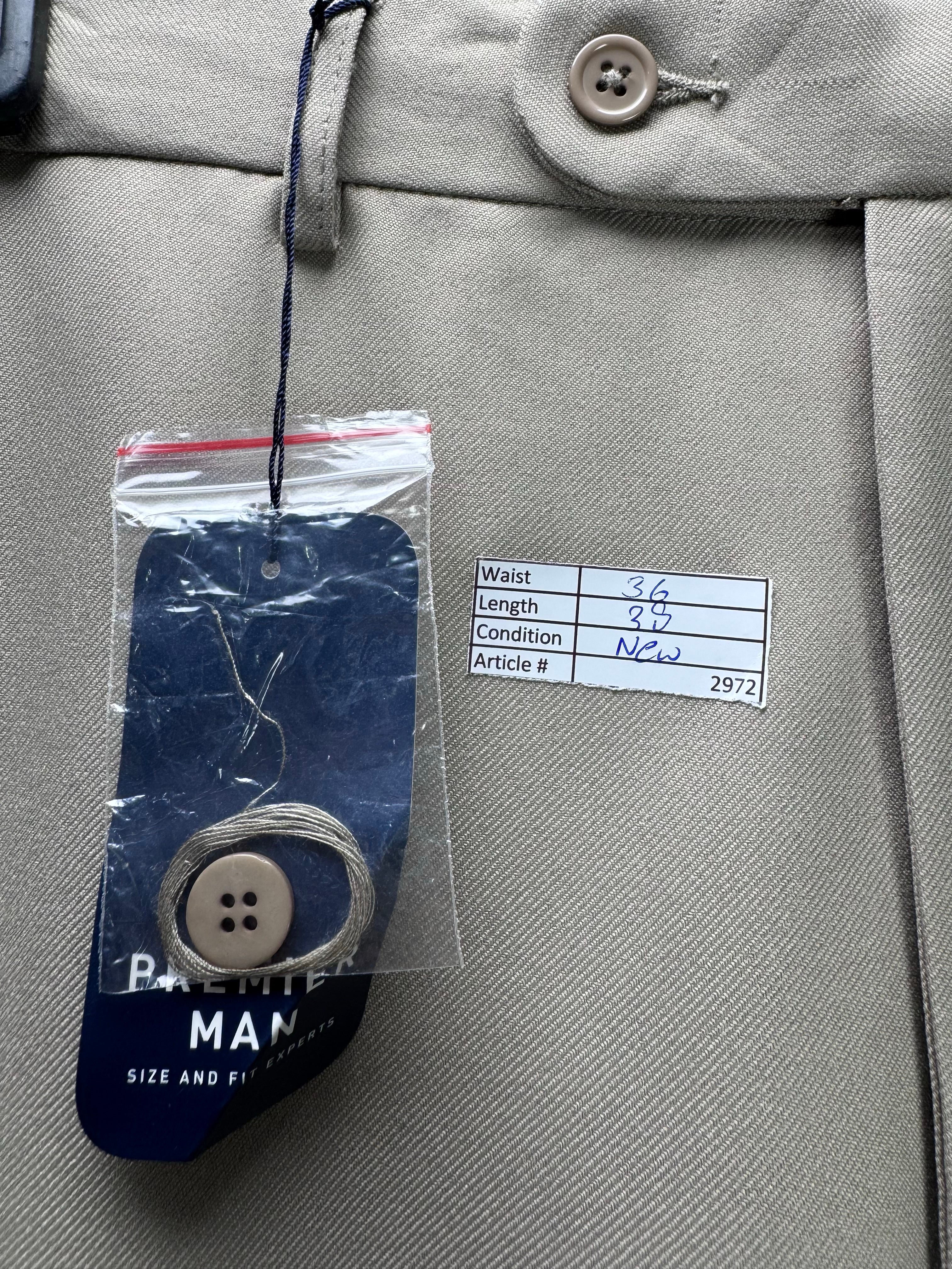 Premier Man® Waist: 36" | Tan | Dress Pants | Polyester | 2972 - Genuine Maal