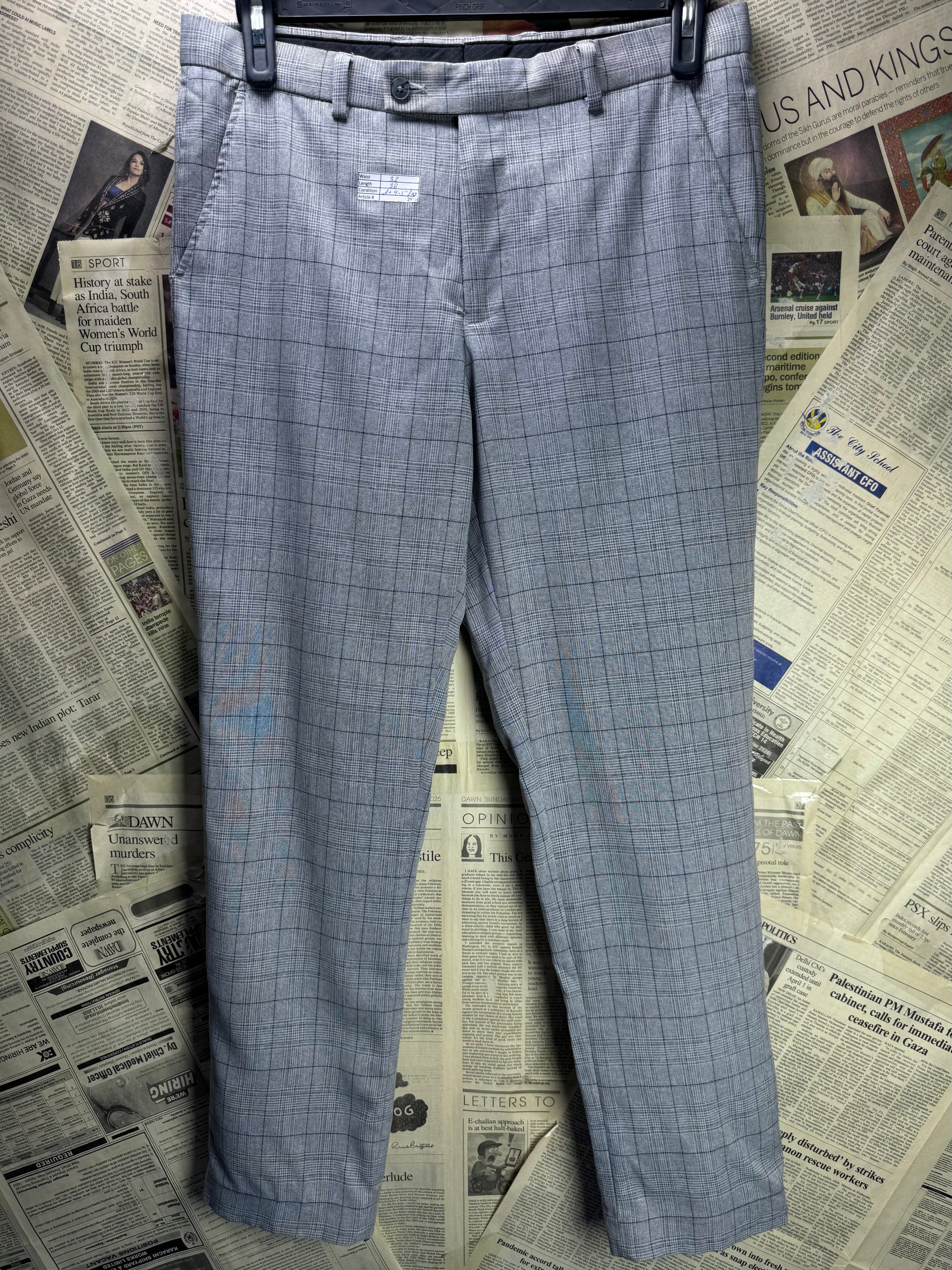 Taylor & Wright® Waist: 32" | Grey Check | Dress Pants | Polyester | 2975 - Genuine Maal