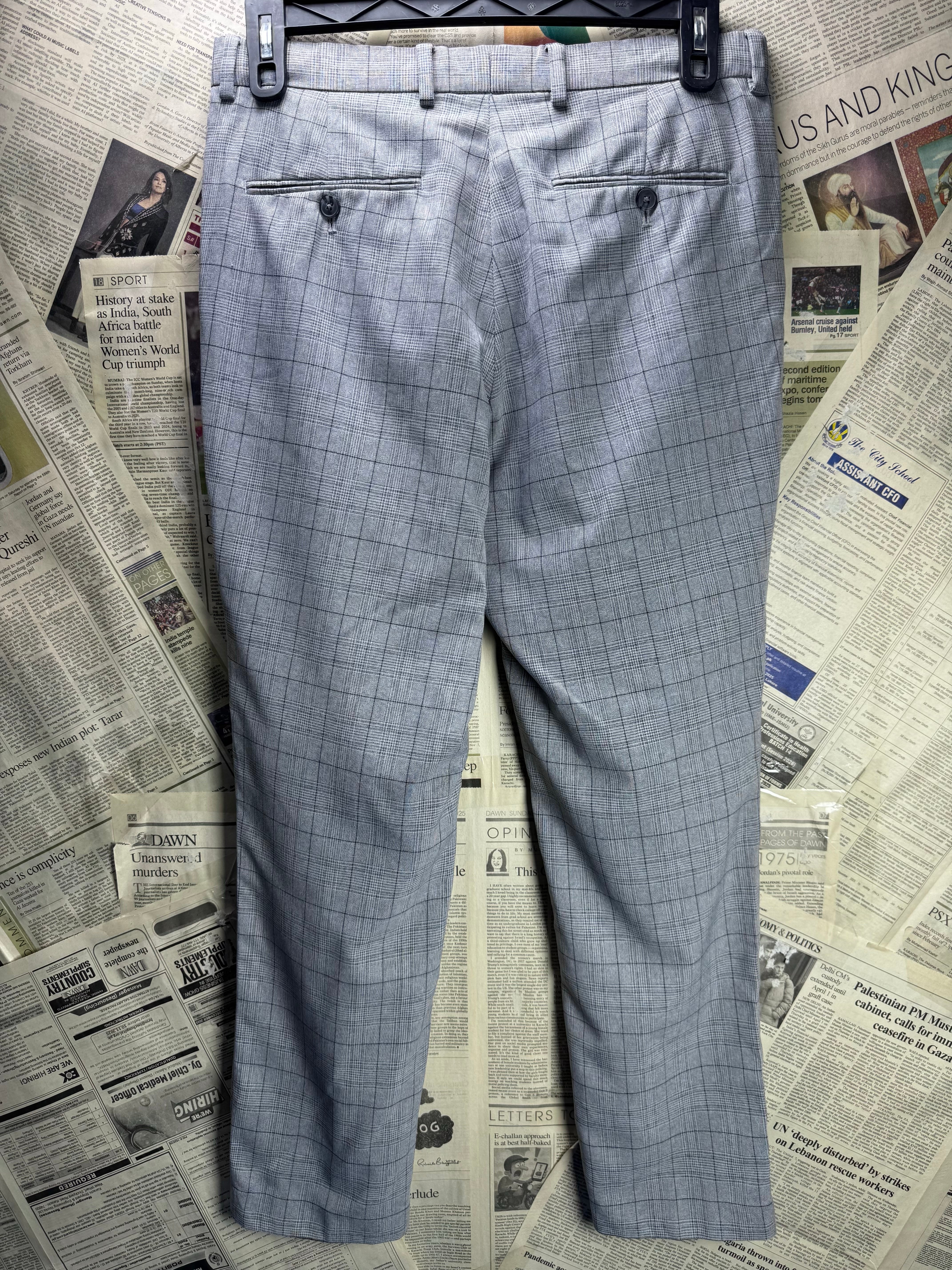 Taylor & Wright® Waist: 32" | Grey Check | Dress Pants | Polyester | 2975 - Genuine Maal