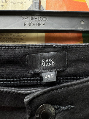 River Island® Waist: 34" | Black | Slim Fit Denim Pants | Poly - Cotton | 2484 - Genuine Maal