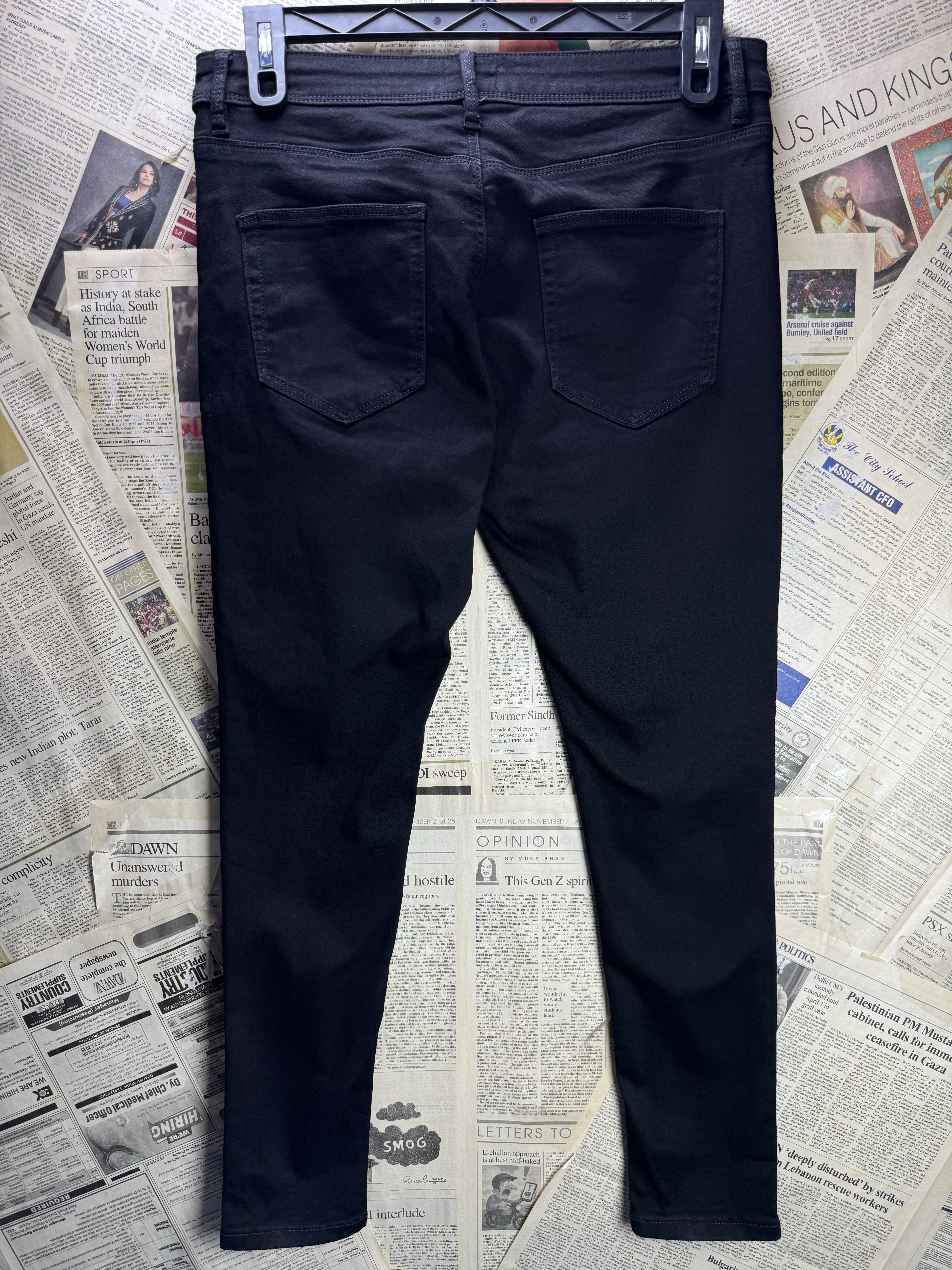 River Island® Waist: 34" | Black | Slim Fit Denim Pants | Poly - Cotton | 2484 - Genuine Maal