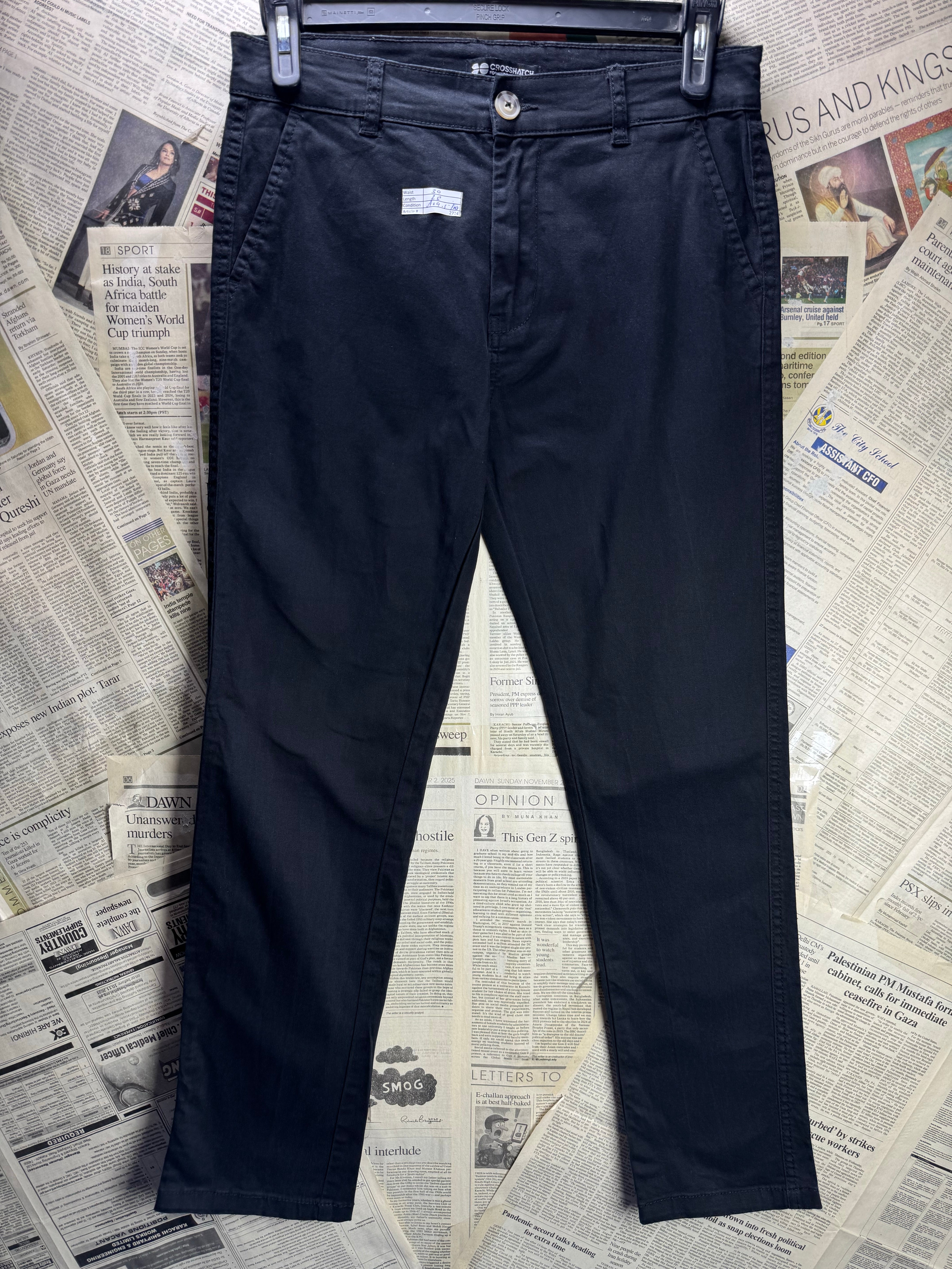 Crosshatch® Waist: 30" | Black | Chino Pant | Cotton - Elastane | 2724 - Genuine Maal