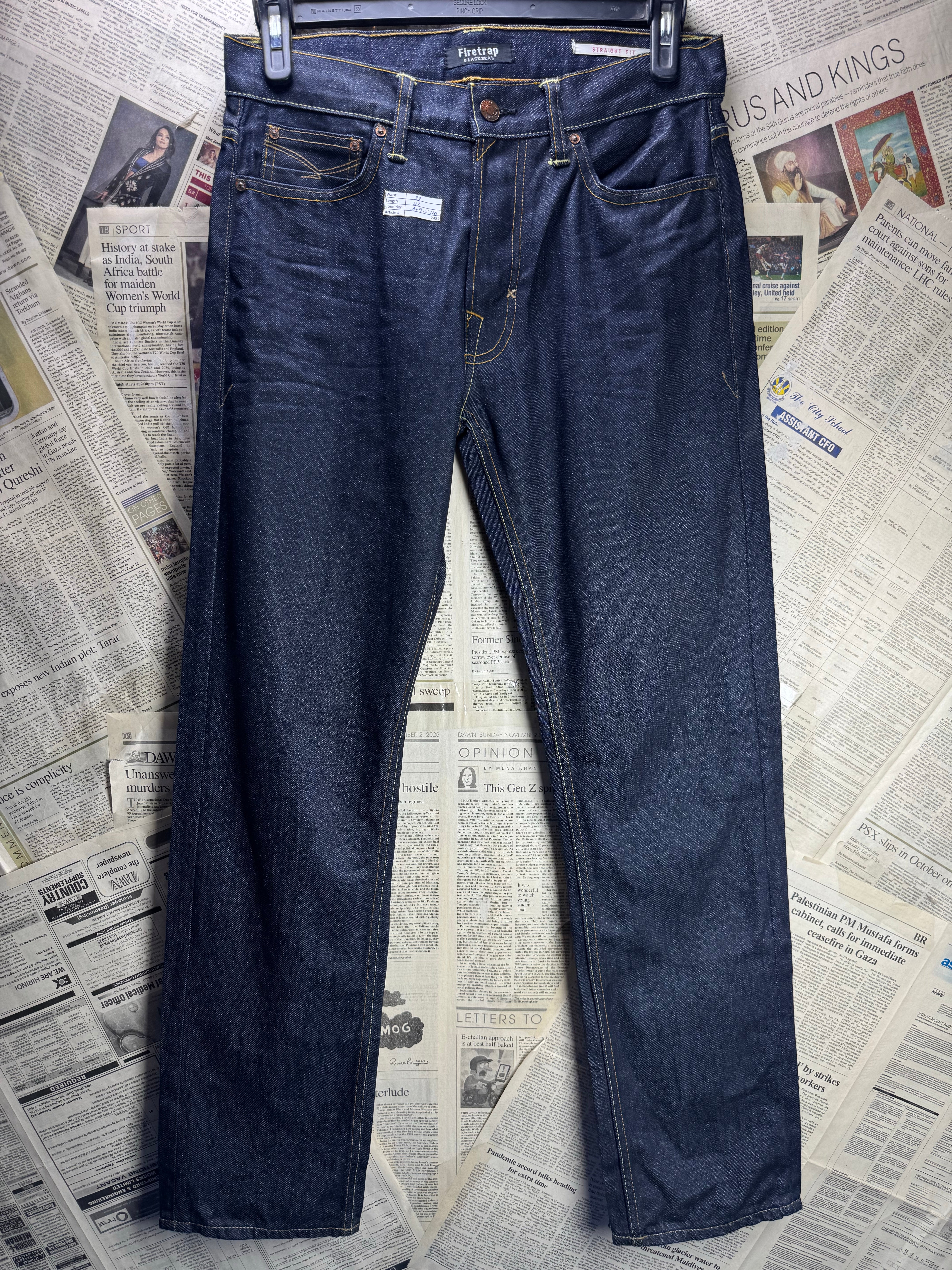 Firetrap® Waist: 32" | Blue | Straight Fit Denim Pants | Cotton | 2482 - Genuine Maal