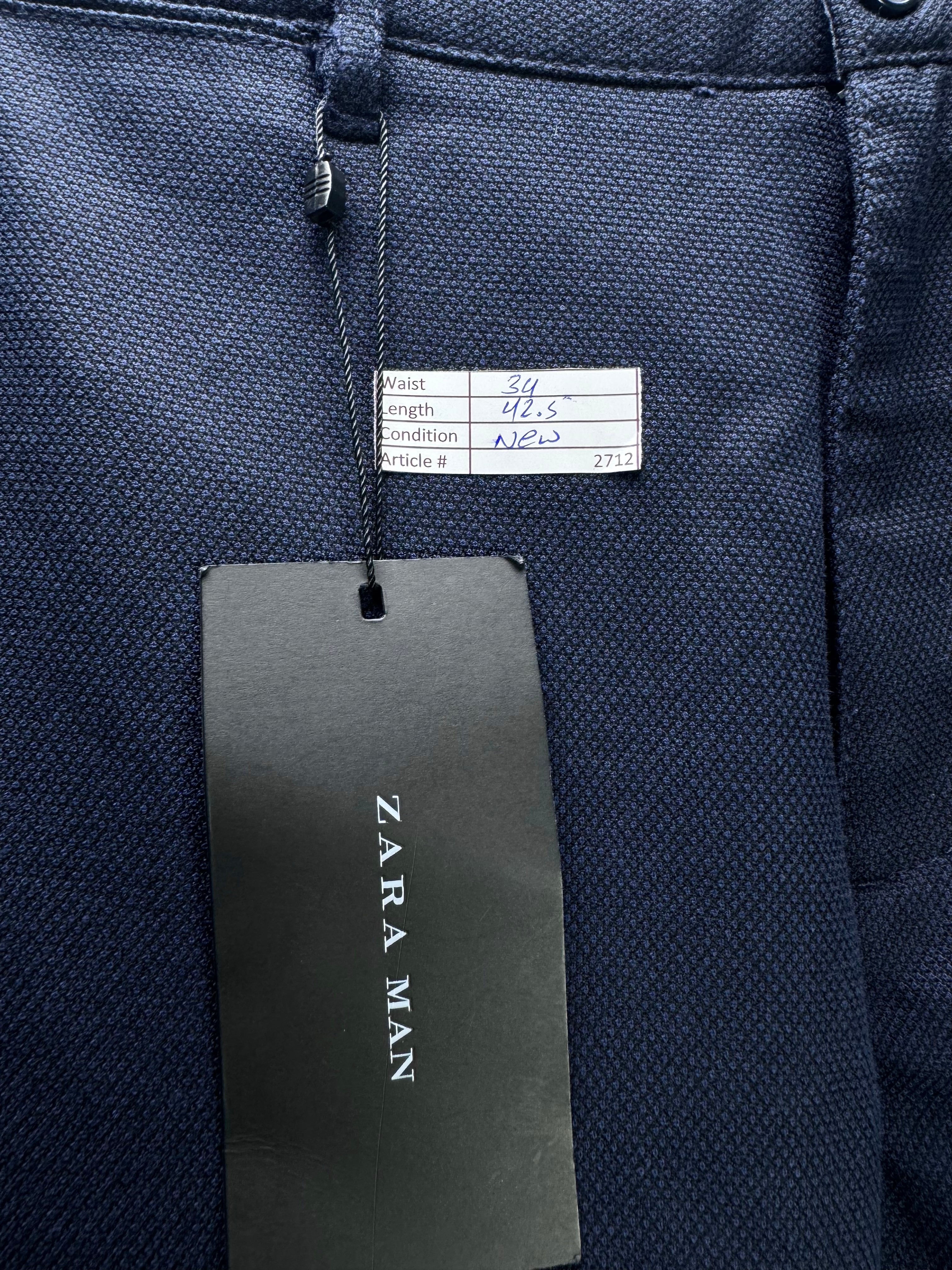 Zara® Waist: 34" | Blue | Chino Pants | Poly - Cotton - Viscose - Elastane | 2712 - Genuine Maal