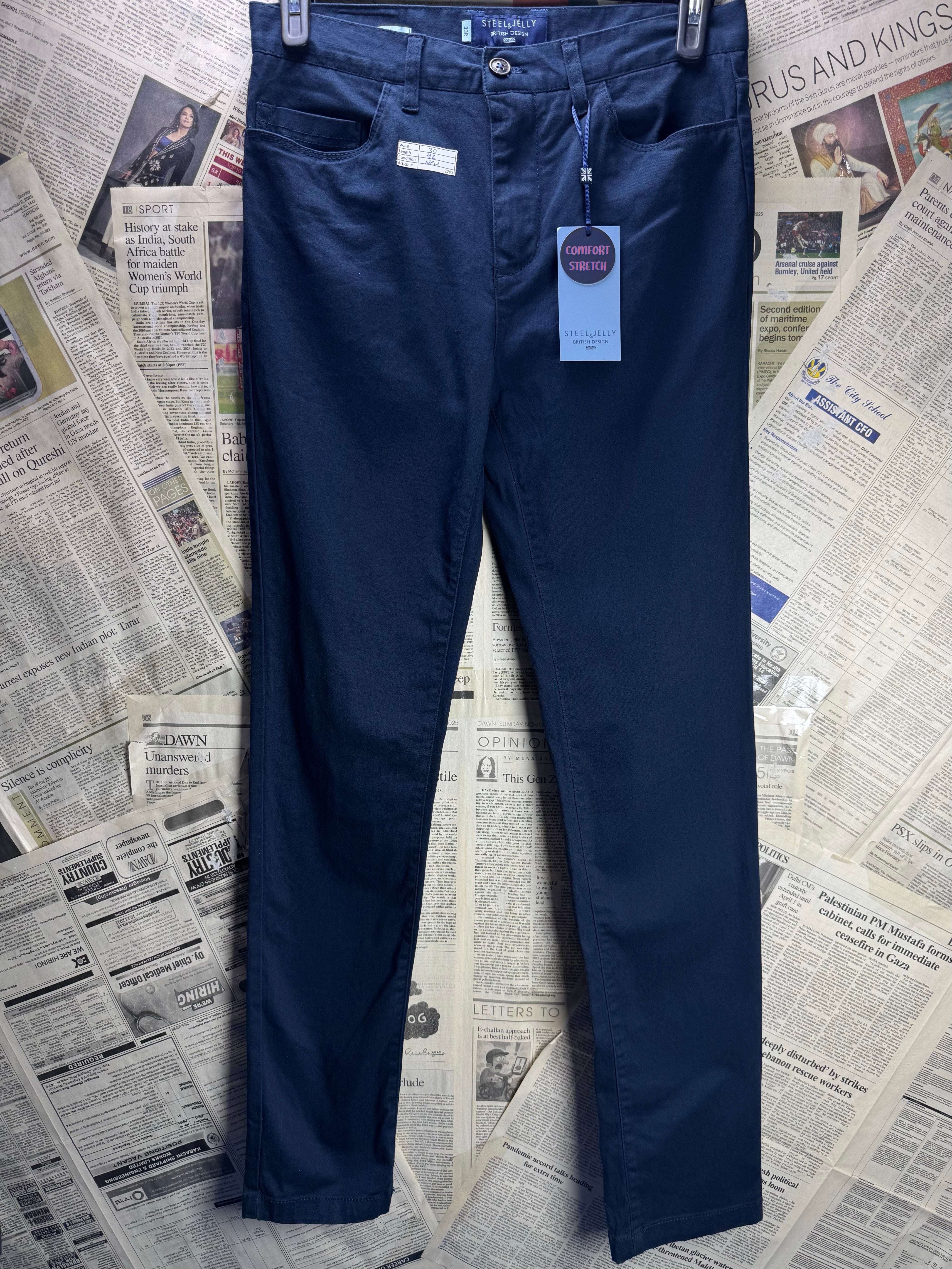 Steel & Jelly® Waist: 30" | Light Navy | Slim Fit Chino Pant | Cotton - Elastane | 2705 - Genuine Maal