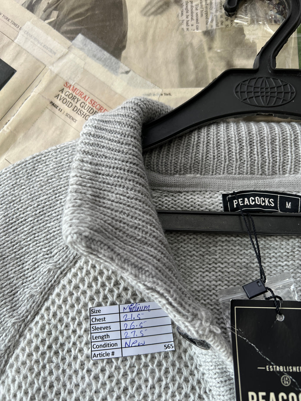 Peacocks® Medium | Chest: 21.5 | Silver | Quarter Zipper Sweater | 565 - Genuine Maal