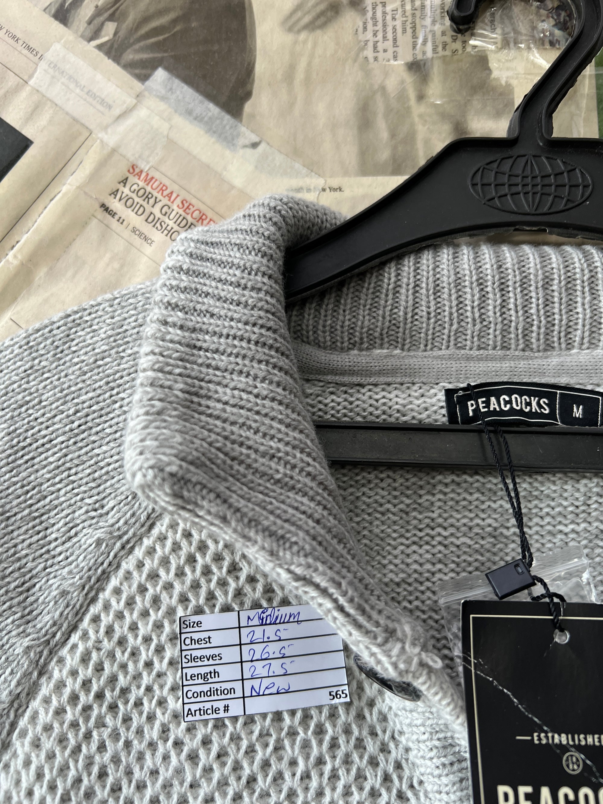 Peacocks® Medium | Chest: 21.5 | Silver | Quarter Zipper Sweater | 565 - Genuine Maal