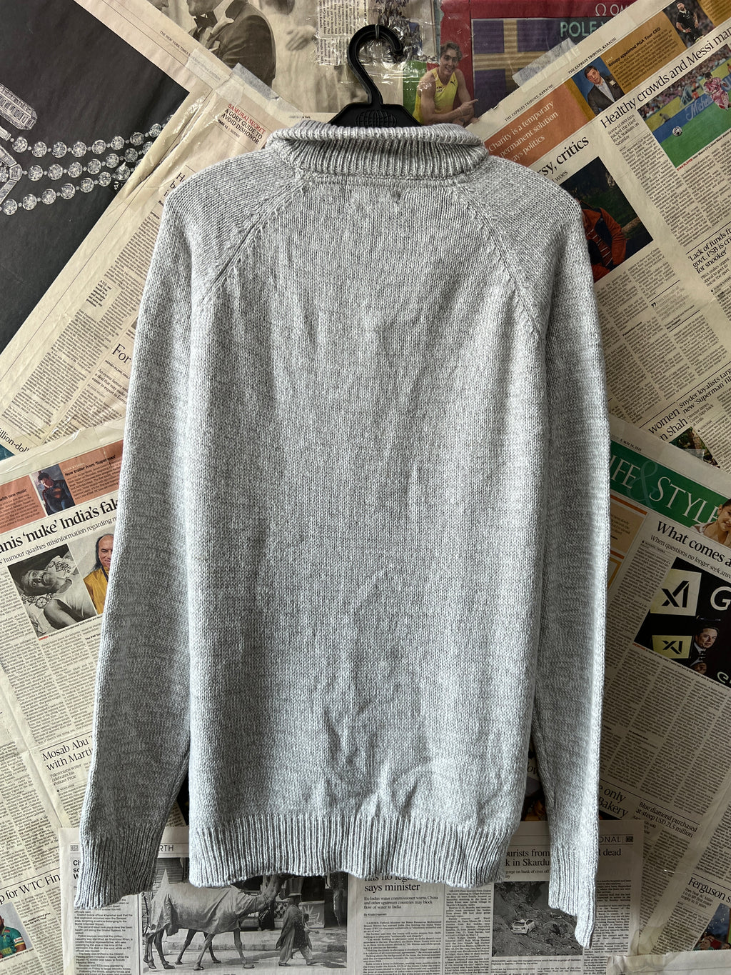 Peacocks® Medium | Chest: 21.5 | Silver | Quarter Zipper Sweater | 565 - Genuine Maal