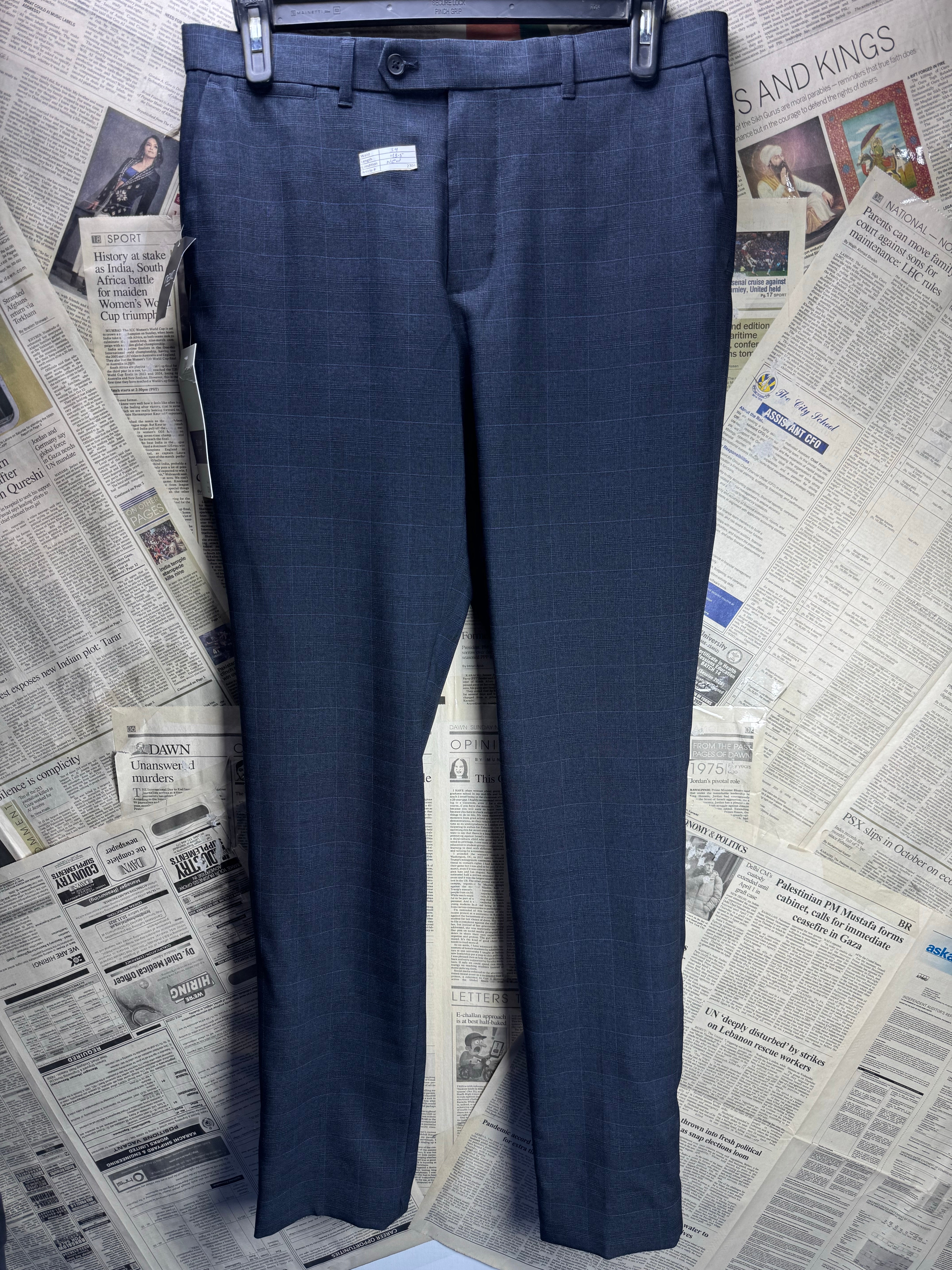 Next® Waist: 34" | Navy | Slim Fit Dress Pants | Polyester | 2704 - Genuine Maal