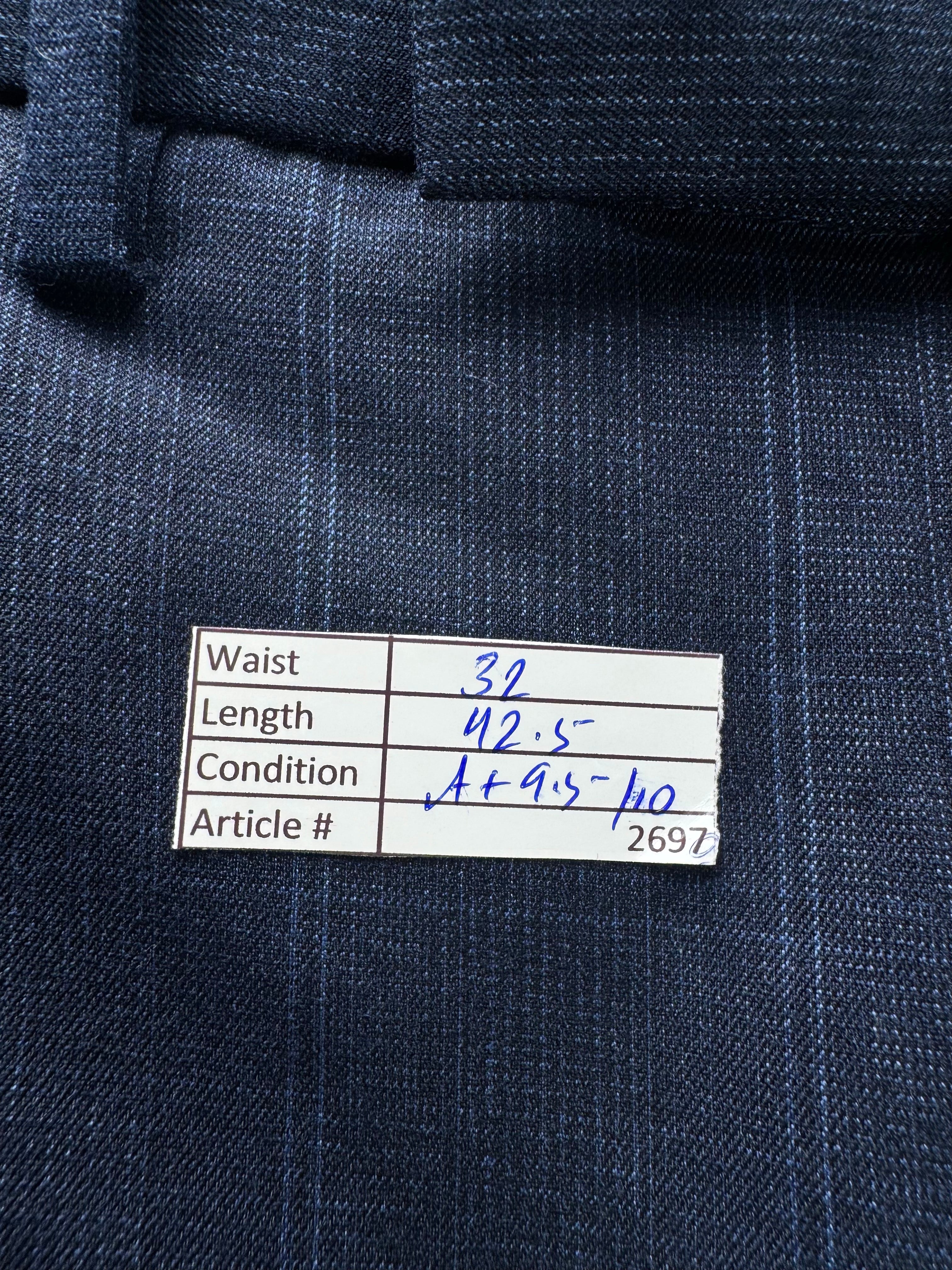 Primark® Waist: 32" | Blue Check | Slim Fit Dress Pants | Poly - Viscose | 2697 - Genuine Maal