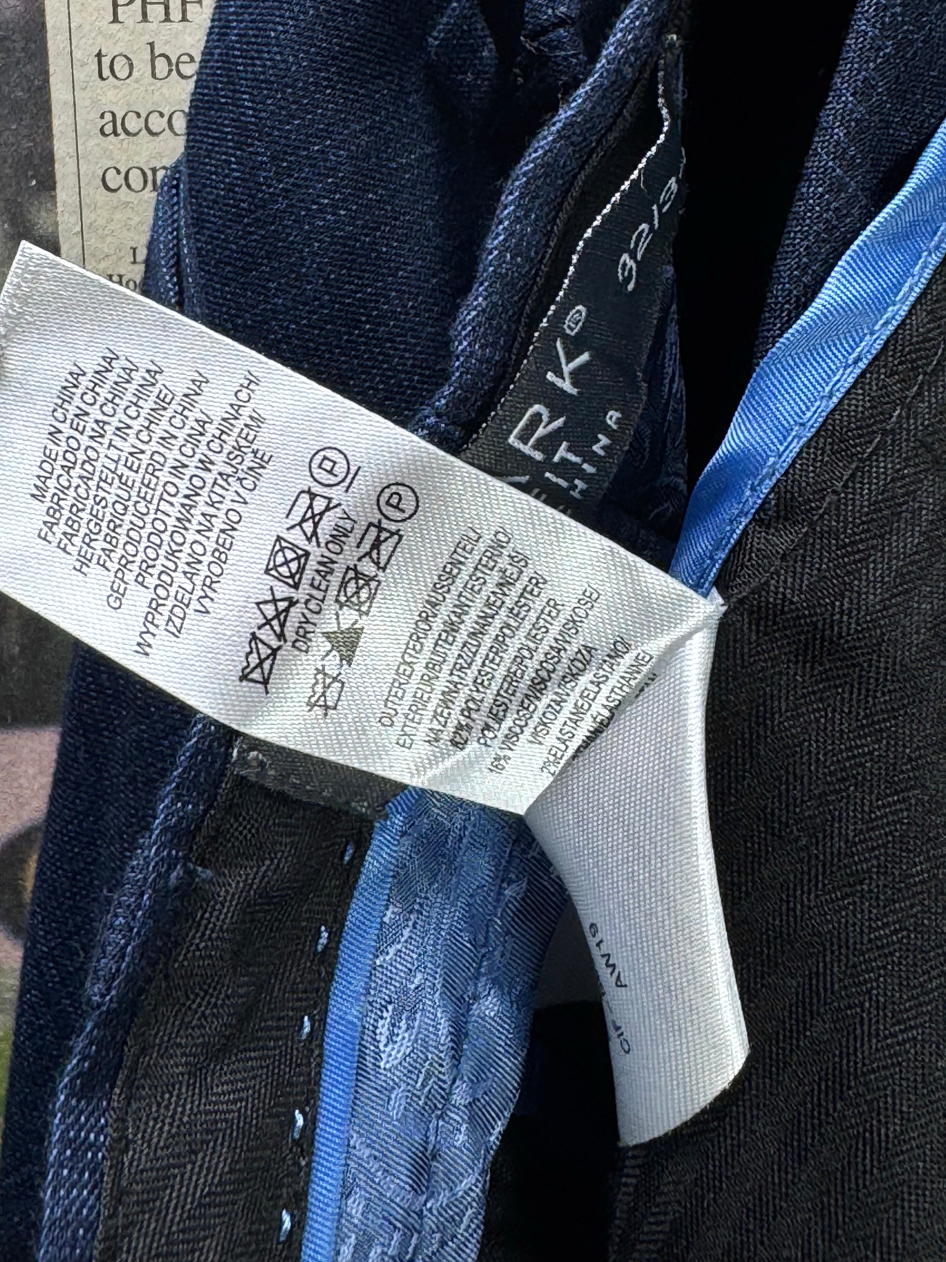 Primark® Waist: 32" | Blue Check | Slim Fit Dress Pants | Poly - Viscose | 2697 - Genuine Maal