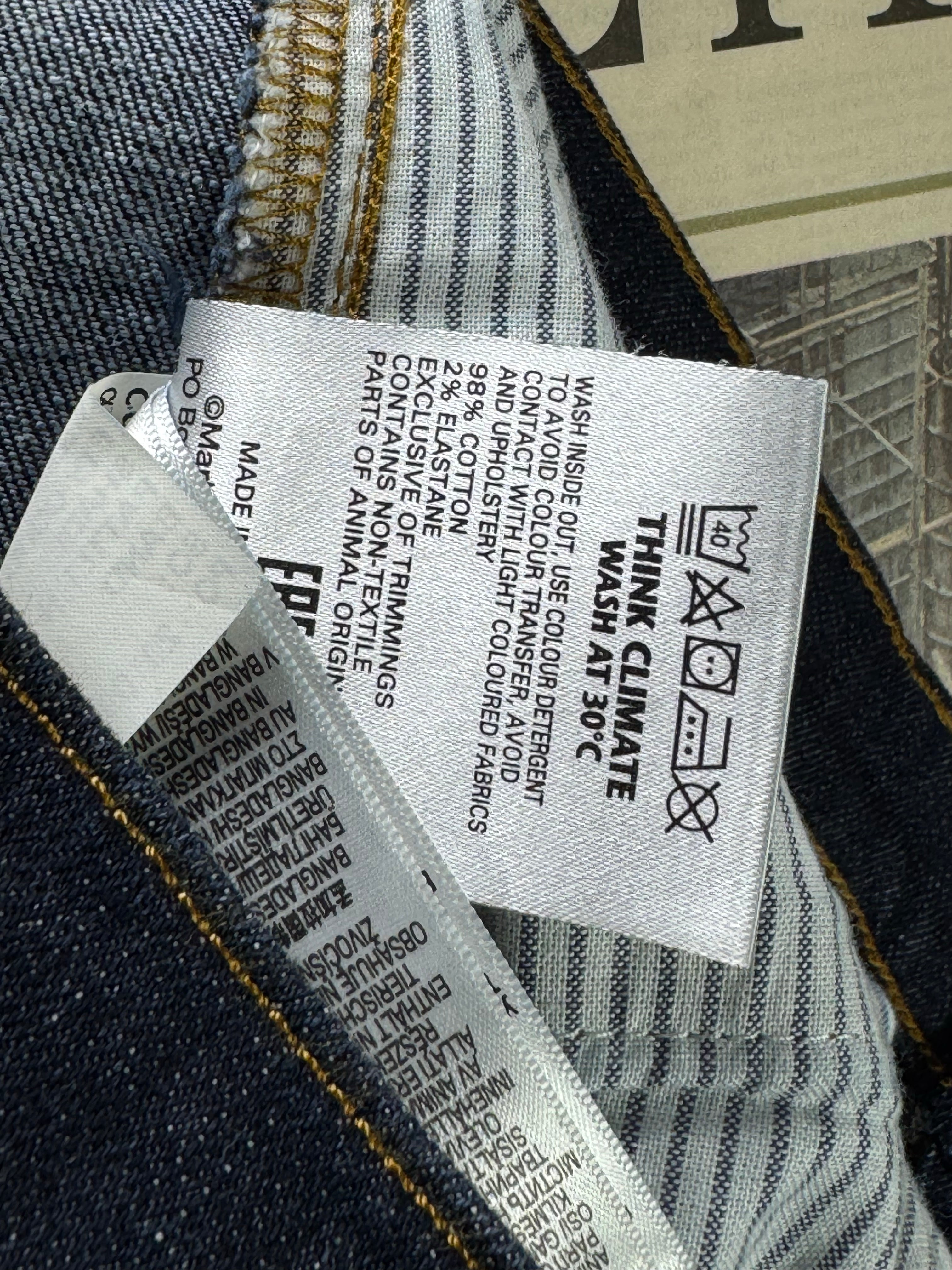 M&S® Waist: 36" | Blue | Straight Fit Denim Pants | Cotton - Elastane | 2490 - Genuine Maal