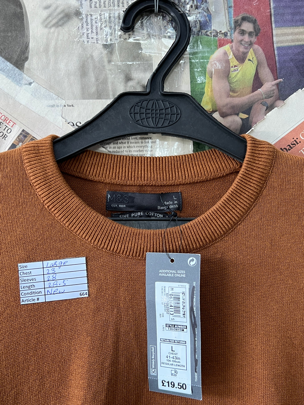 M&S® Large | Chest: 23" | Burnt Umber | Sweater | 664 - Genuine Maal